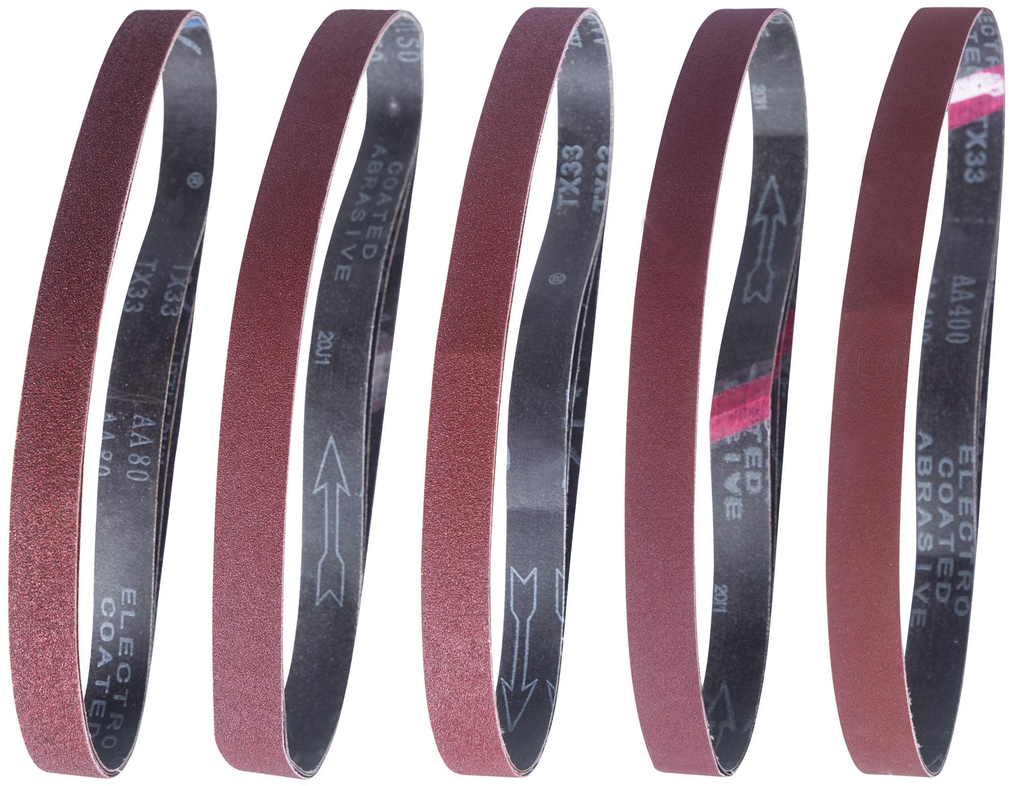 15 Pack 1x30 Inch Sanding Belts - Aluminum Oxide Sandpaper Include 3 Each of 80 120 150 240 400 Grit Sander Belt for Sanding Metal/Wood/Knife Sharpening