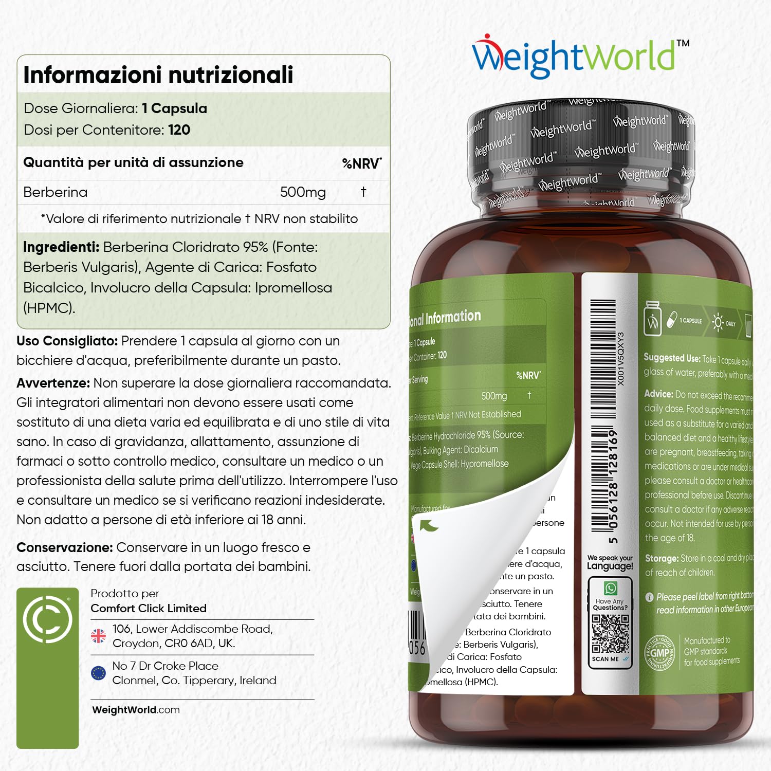 Berberina Alto Dosaggio, 120 Capsule Vegane (per 4 Mesi) di Pura Berberina HCL 95% da Berberis Vulgaris, Senza Magnesio Stearato, Berberina Integratore Senza Glutine né OGM, Integratore Berberina