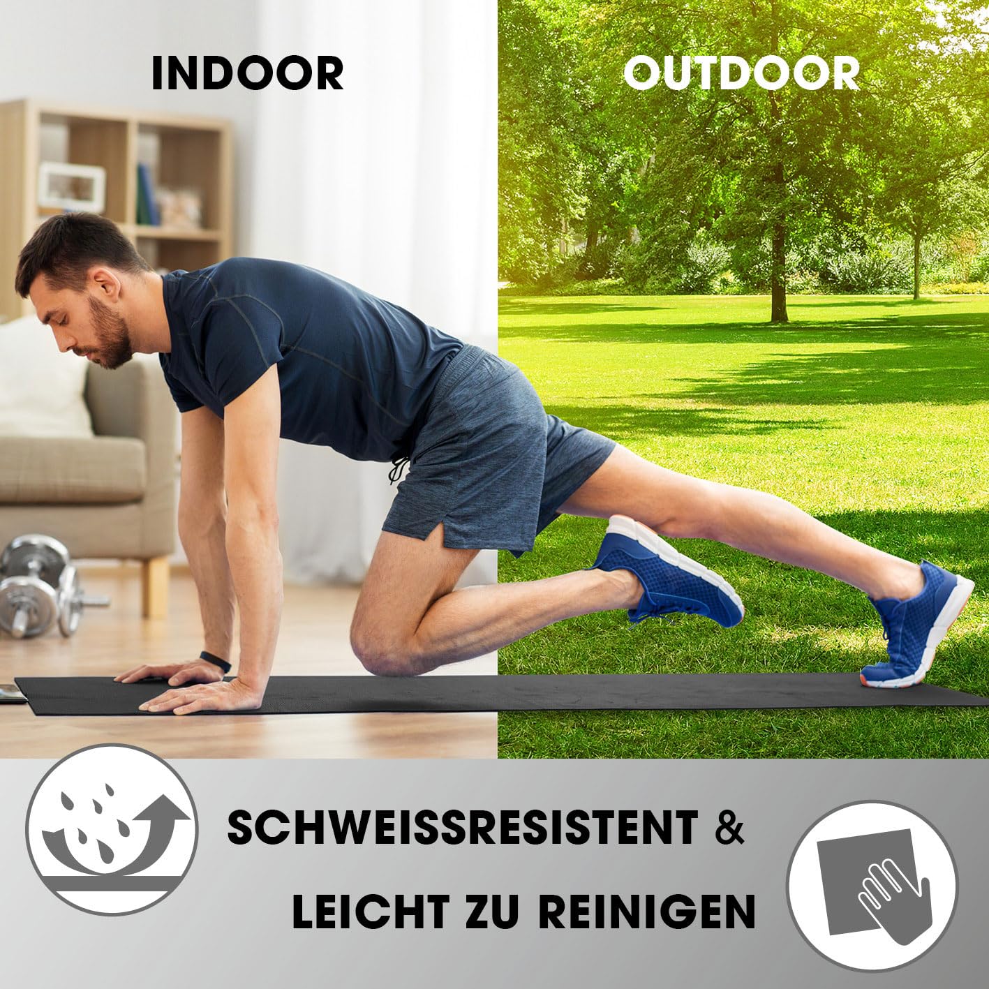 #DoYourFitness Fitnessmatte rutschfest | 183x61cm oder XXL 190x100cm | 0,8-2cm hoch | Gelenkschonende Gymnastikmatte | Yogamatte | Einsteiger und Fortgeschrittene | Indoor/Outdoor geeignet