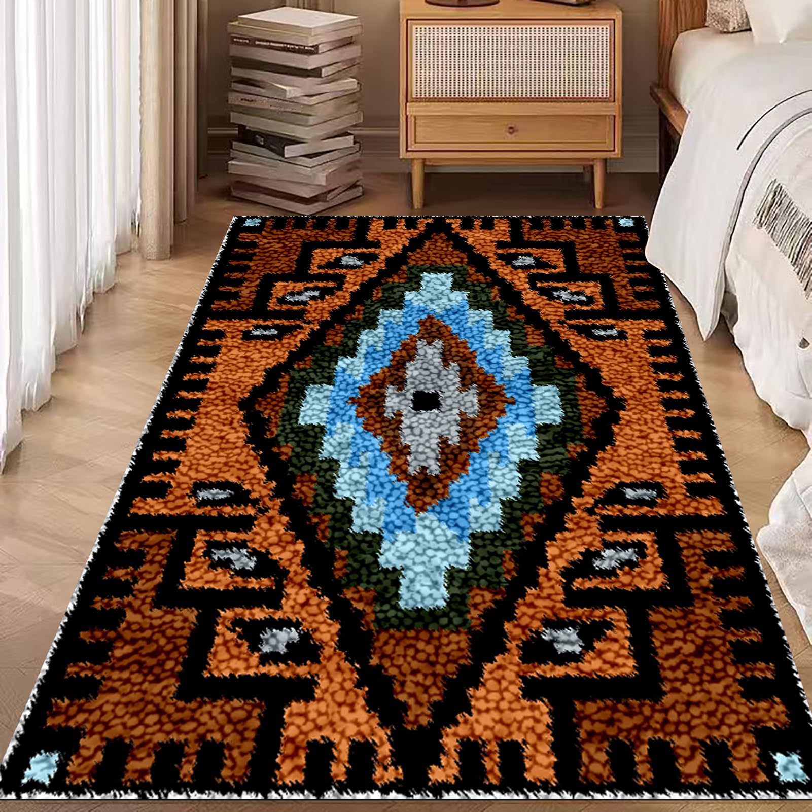 Laegnfho Latch Hook Kits for Adults Latch Hook Rug Kits Latch Hook Kit for Beginners Adults Handmade Home Decoration Rug Making Kits for Adults Latch Hook Mats Latch Hook Cushion Kits 85 x 115 cm