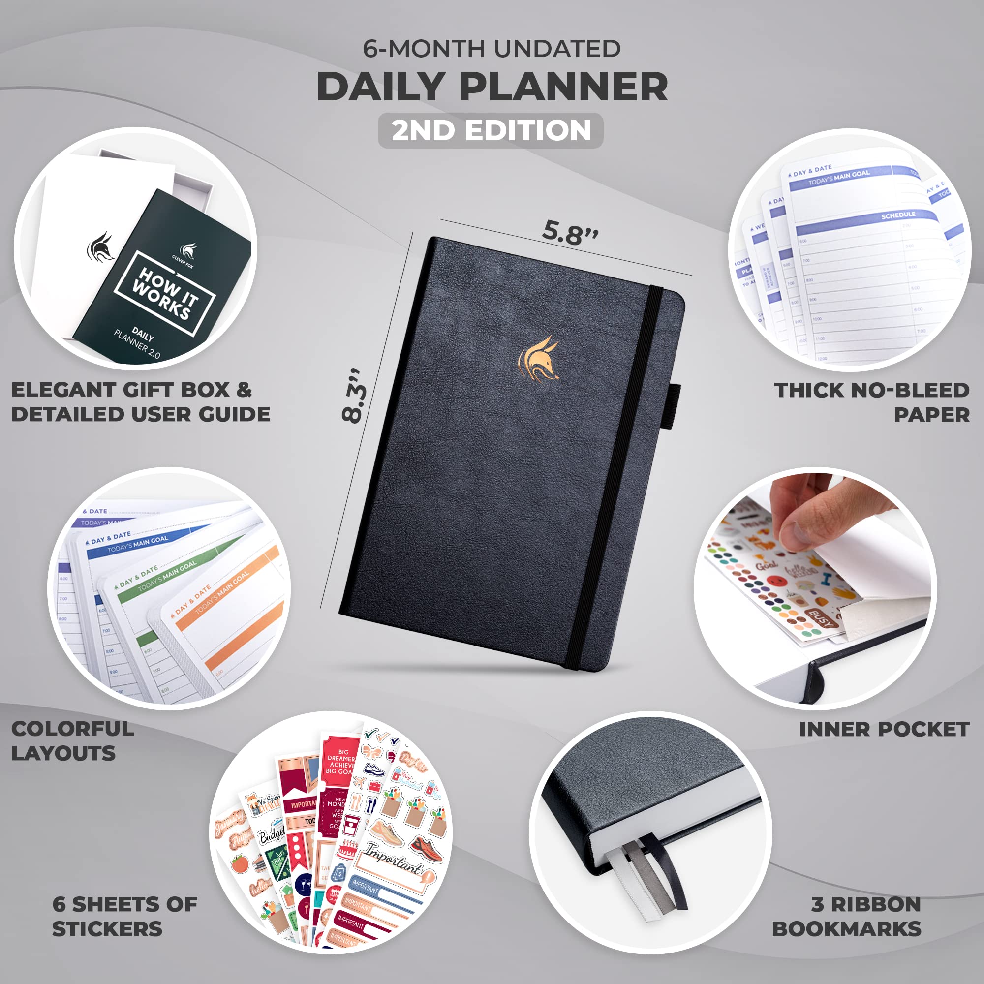 Clever Fox Daily Planner 2nd Edition, Undated Time Block Task Organizer with Hourly Schedule & To-do list, A5 - Image 2