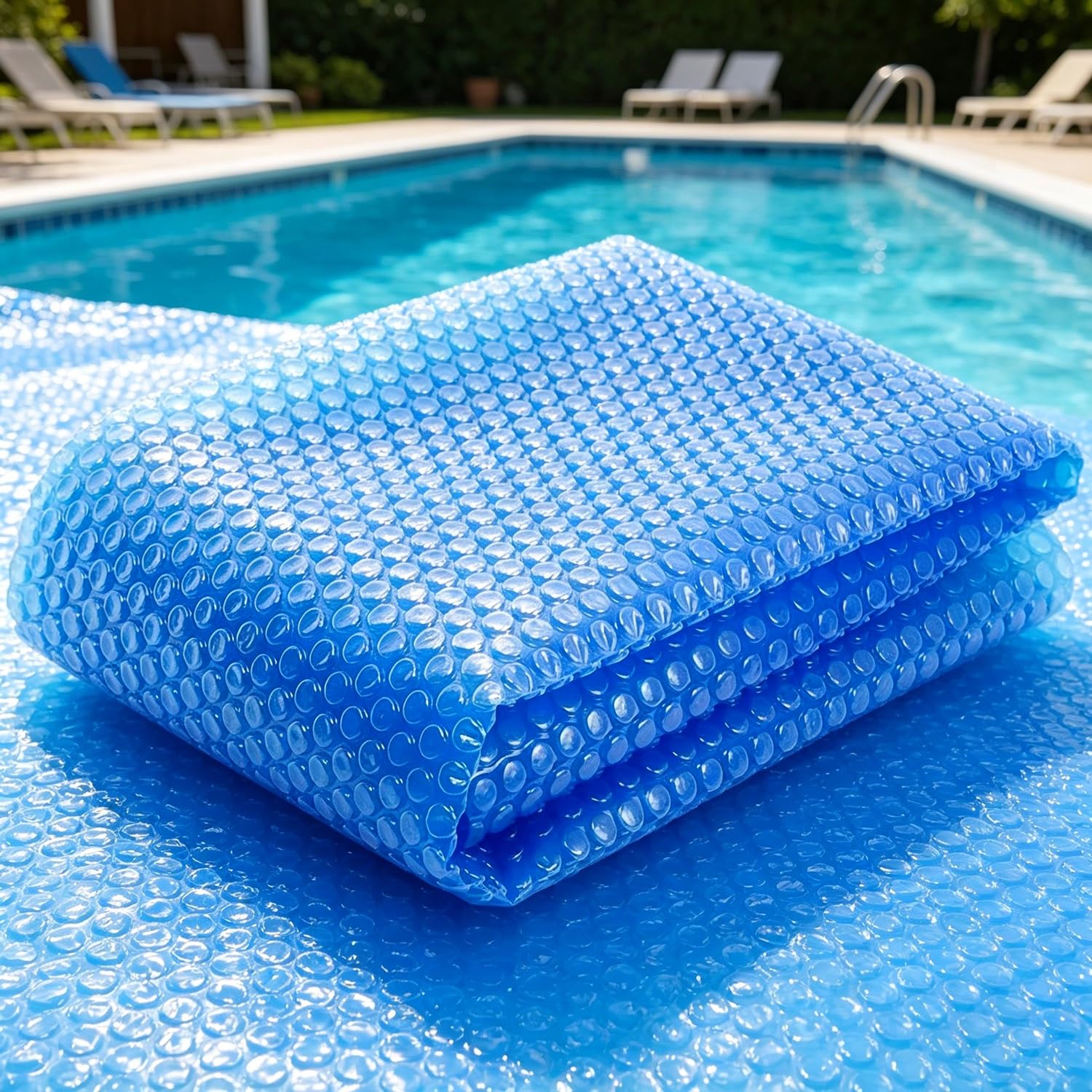 Cobertor Solar para Piscina, Manta Solar de Burbujas para Piscinas enterradas y elevadas, Manta térmica de Burbujas