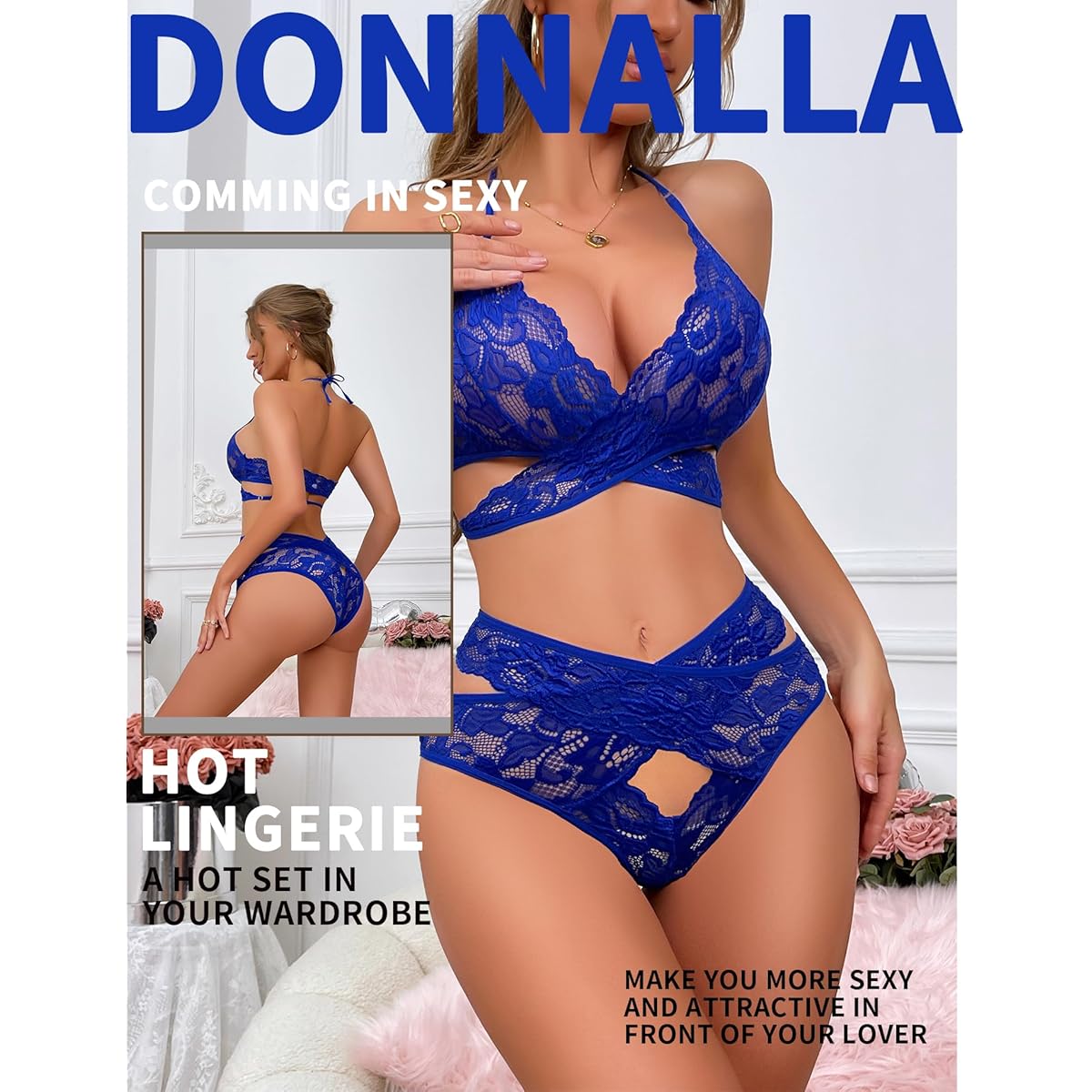 $3/mo - Finance Donnalla Women Sexy Lingerie Set Two Piece Lace Bra and  Panty Set Bralette Sleepwear | Buy Now, Pay Later