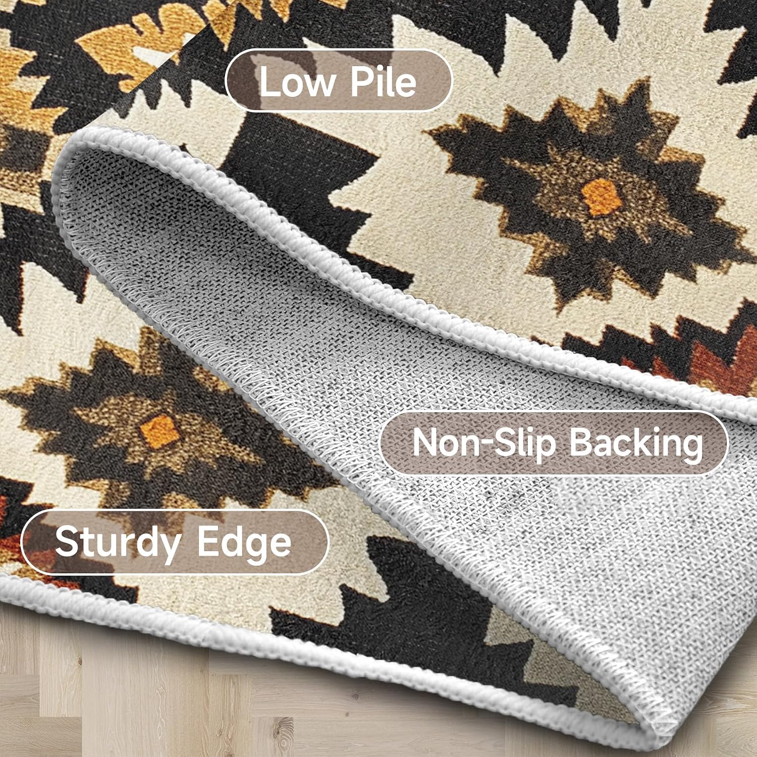 Southwestern Aztec Rugs for Bedroom, 2x3 Rug, Native American Area Rug, Navajo Tribal Door Mat, Non Slip & Soft & Washable Small Carpet, Vintage Home Decor Indoor Rug