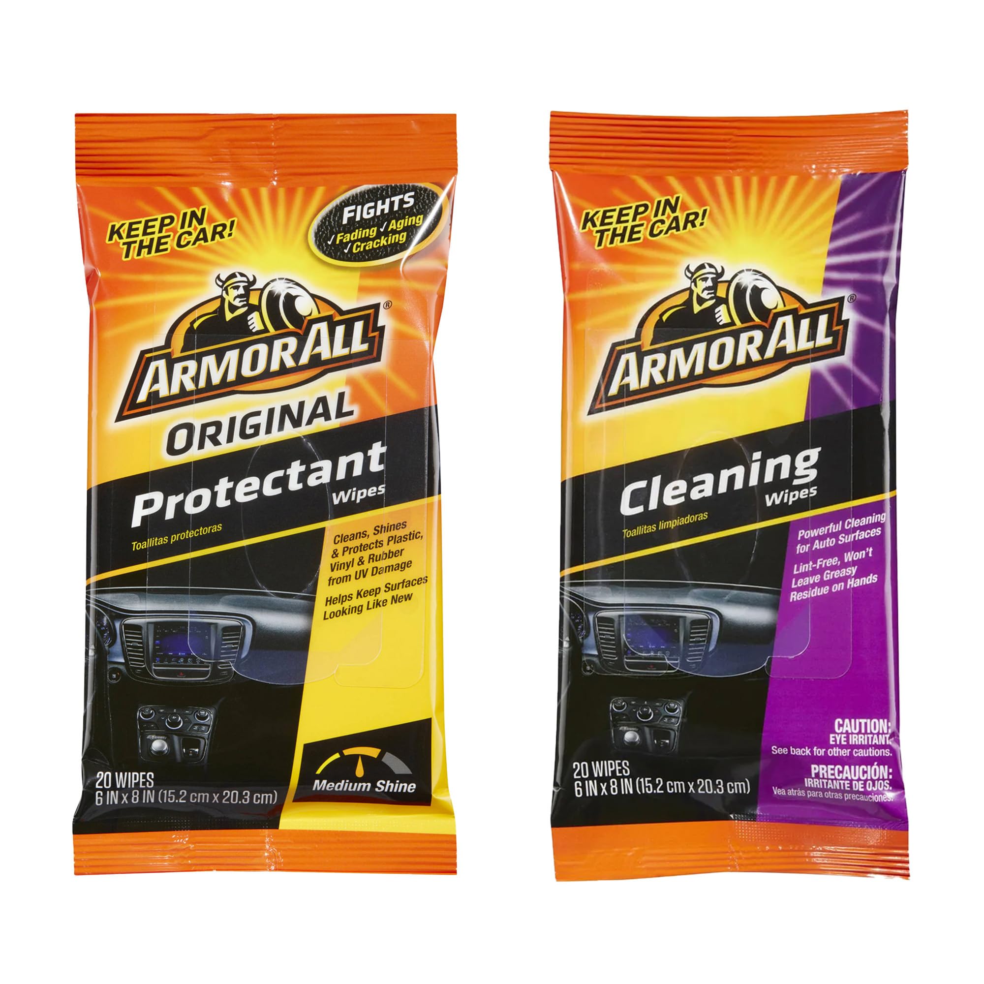 Armor All Original Protectant Wipes Cleaning Wipes power cleaning for auto surfaces in a Pouch 20 Wipes in