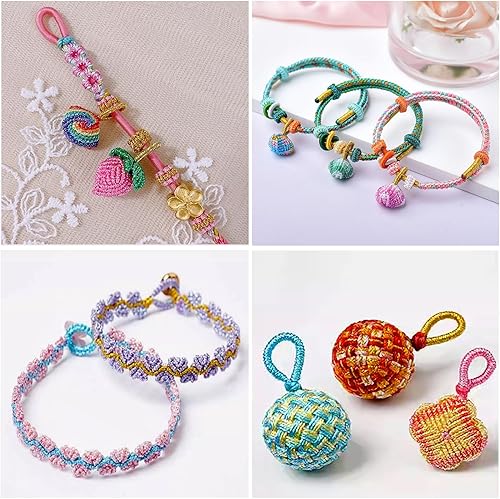 Miniatura 6 de LiQunSweet 10 rollos de 24 yardas (72.2 ft)rollo de cordones metálicos redondos coloridos de poliéster para collares, pulseras, joyas y manualidades