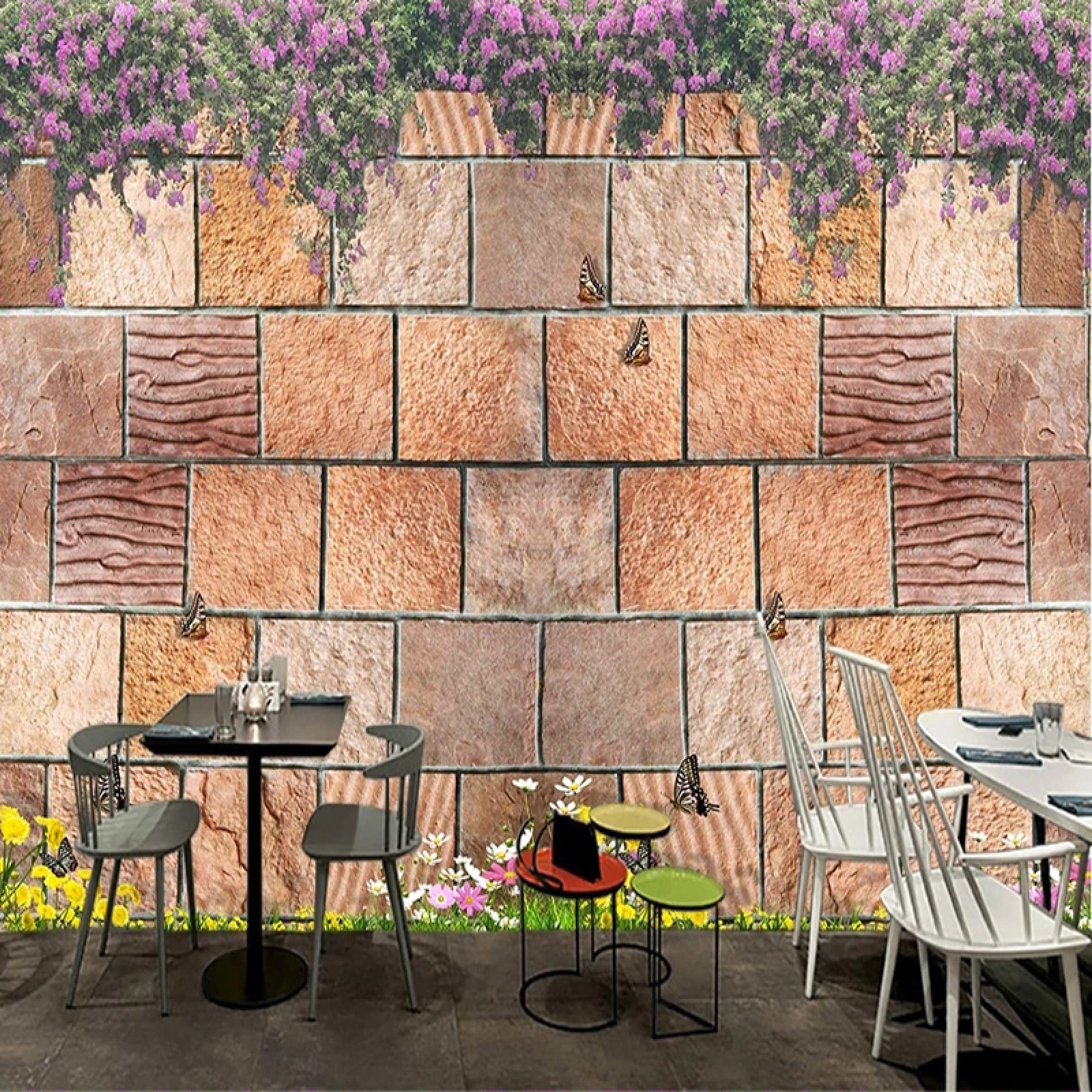 Papier peint 3D grand format pour décorer un mur de restaurant ou salon moderne