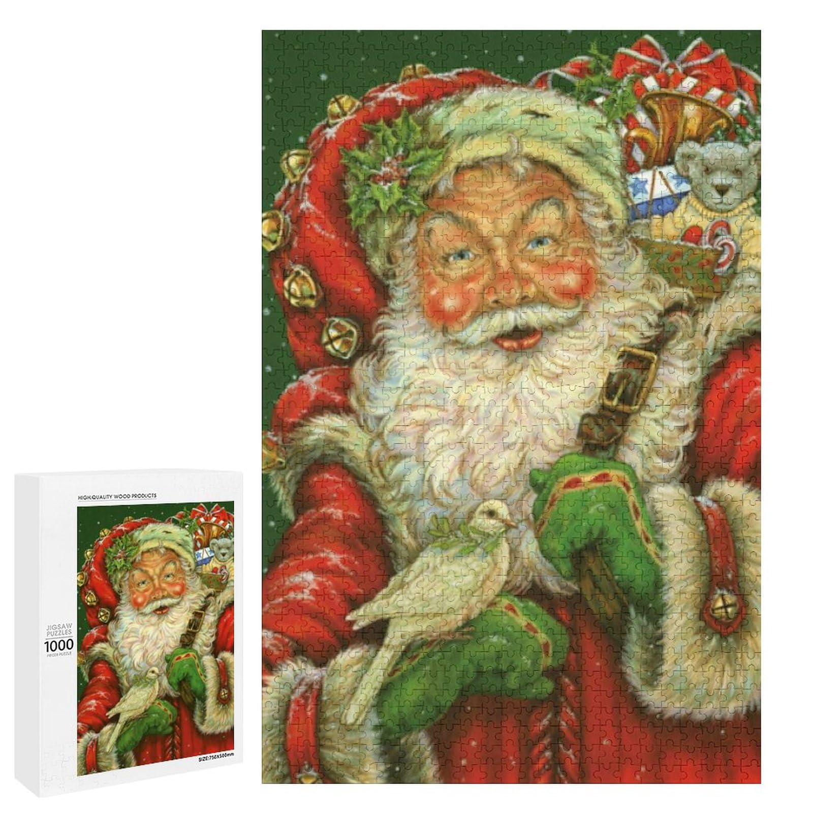 Jigsaw Puzzles for Adults Old World Santa Claus 1000 Pieces Wooden Jigsaw Puzzle for Adults and Kids Educational Puzzle Decorations Gift, Style-7