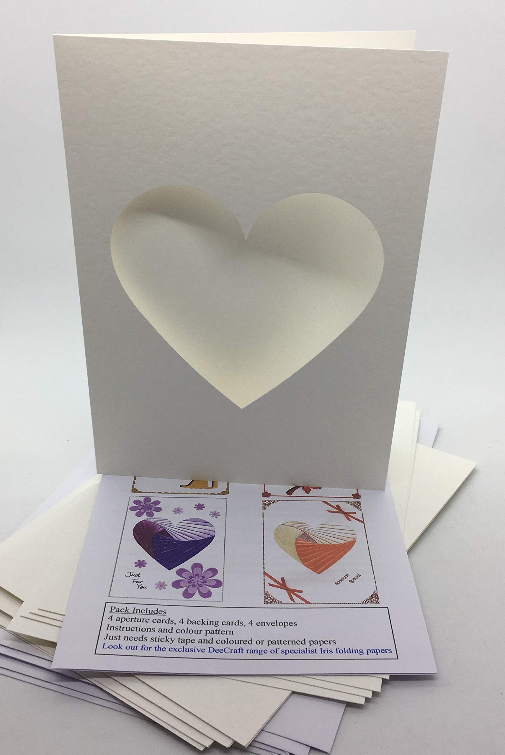 Iris Folding Card Pack Heart C5 Size Makes 4 Cards DeeCraft