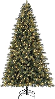 Evergreen Classics 7.5 Feet Pre-Lit Norway Spruce Artificial Christmas Tree, Warm White LED Lights - coolthings.us
