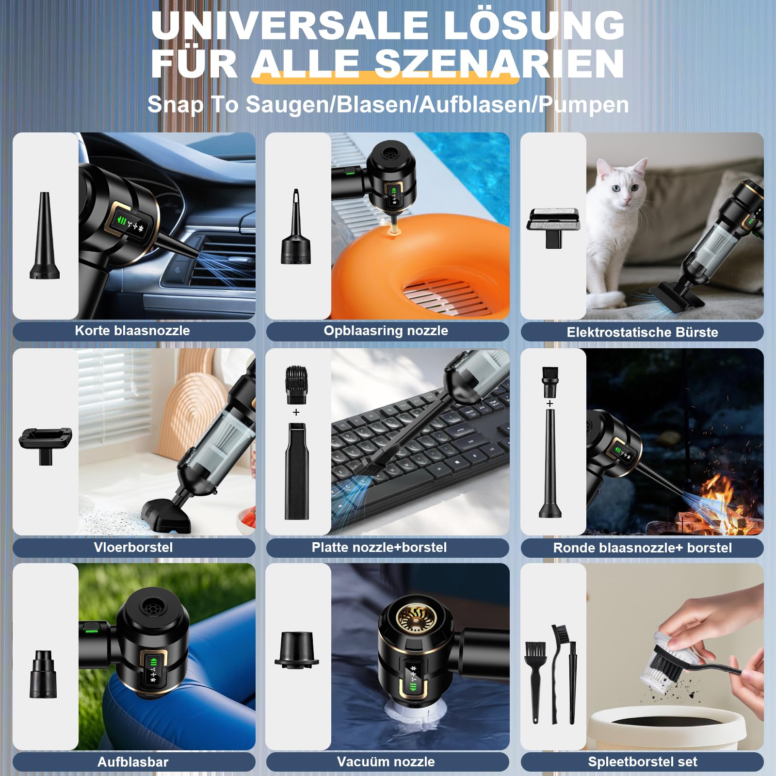 Handstaubsauger Akku 4-in-1 mit LCD Display, Auto Staubsauger Stark 28000PA Kabellos, 3-Stufen 240000 U/min Mini Staubsauger mit Bildschirm für Auto, Küche, PC, Sofa, Büro, Haus & Tierhaare