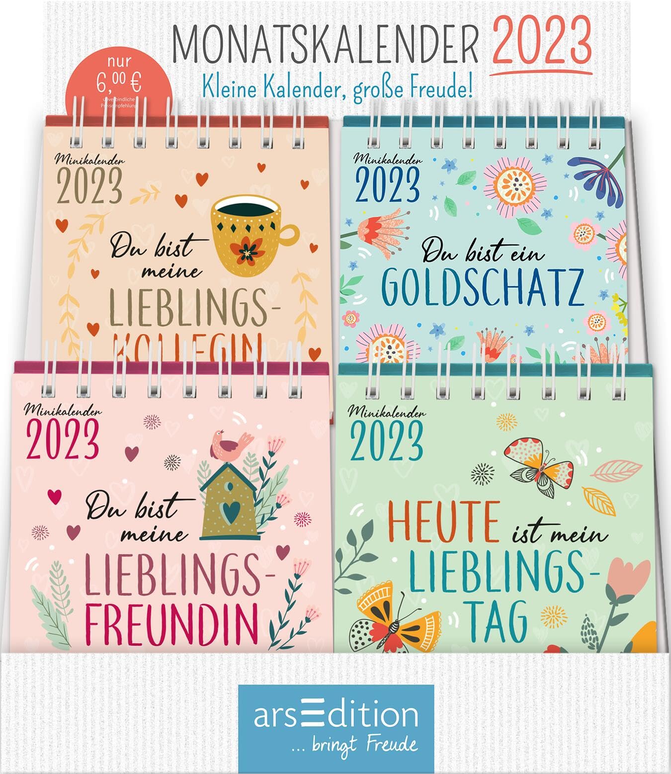 Display Monatskalender 2023: Mit 4 x 5 Ex. | Kleine Tischkalender voller lieber Worte für liebe Menschen