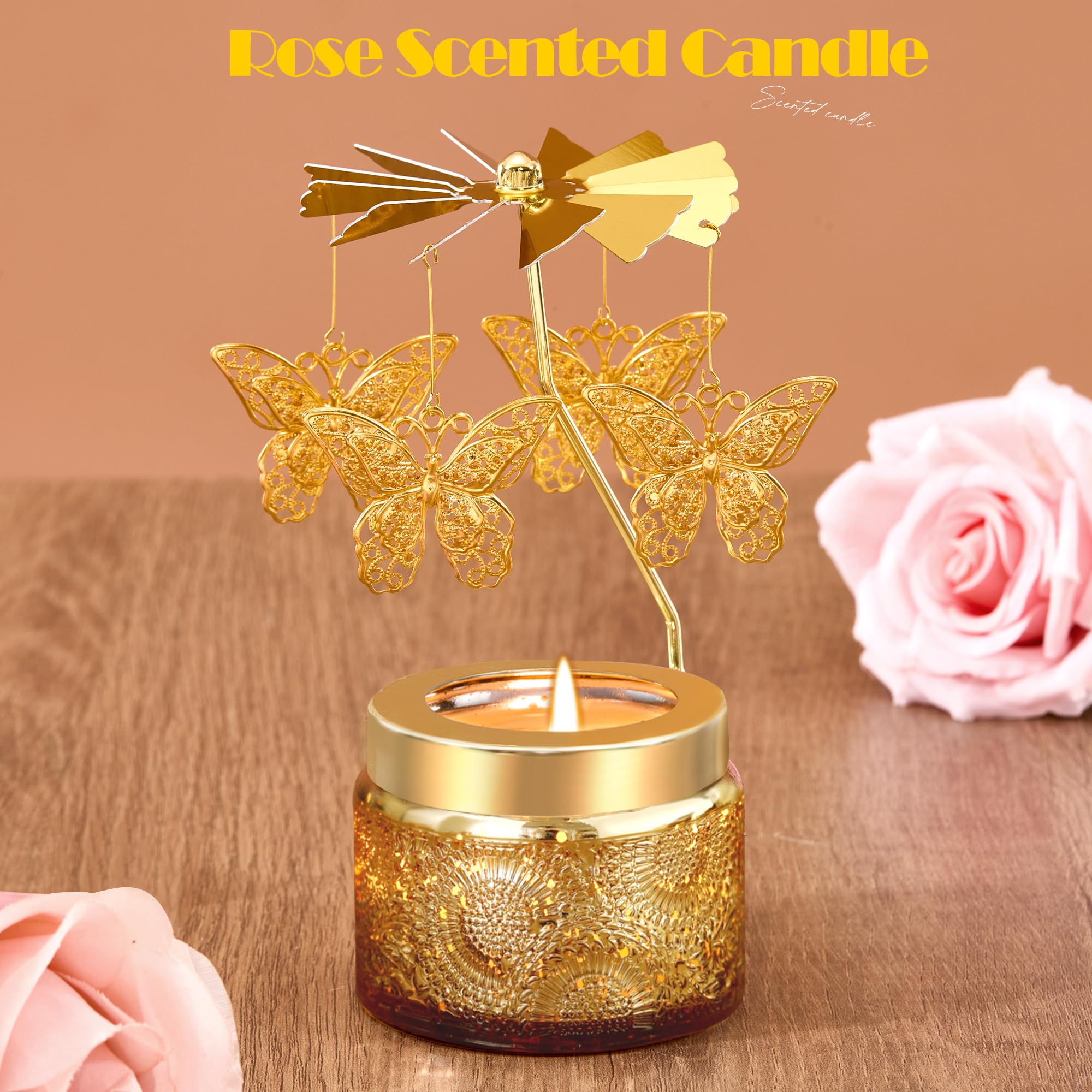 Mothers Day Gifts for Mom, Sunflower Candle Gift for Women, Funny Birthday Gift for Mum Mama, Rotating Scented Candles Presents for Friends, Sisters, Grandma, Mothers Day Gifts for Mom from Daughter: Butterfly