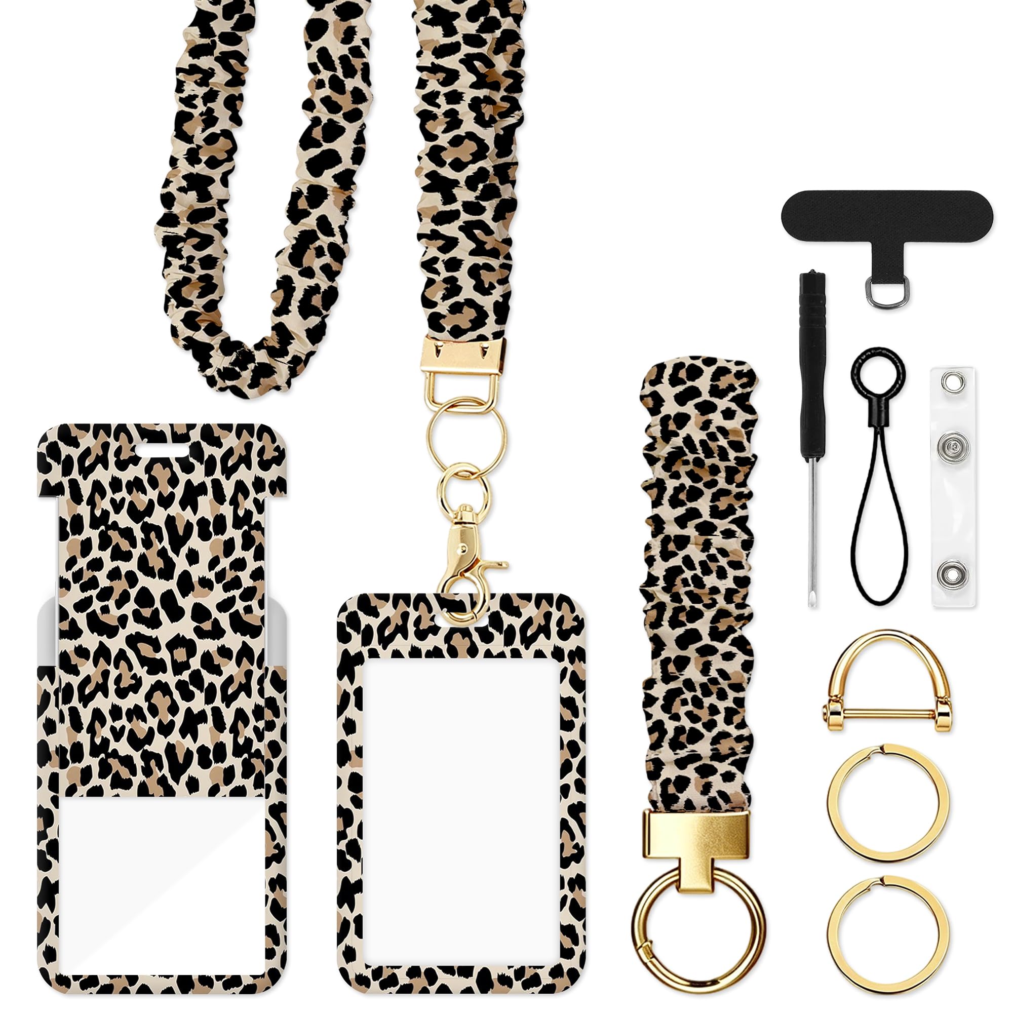Leopard Scrunchie Lanyard, Badge Holder Lanyard for Teachers