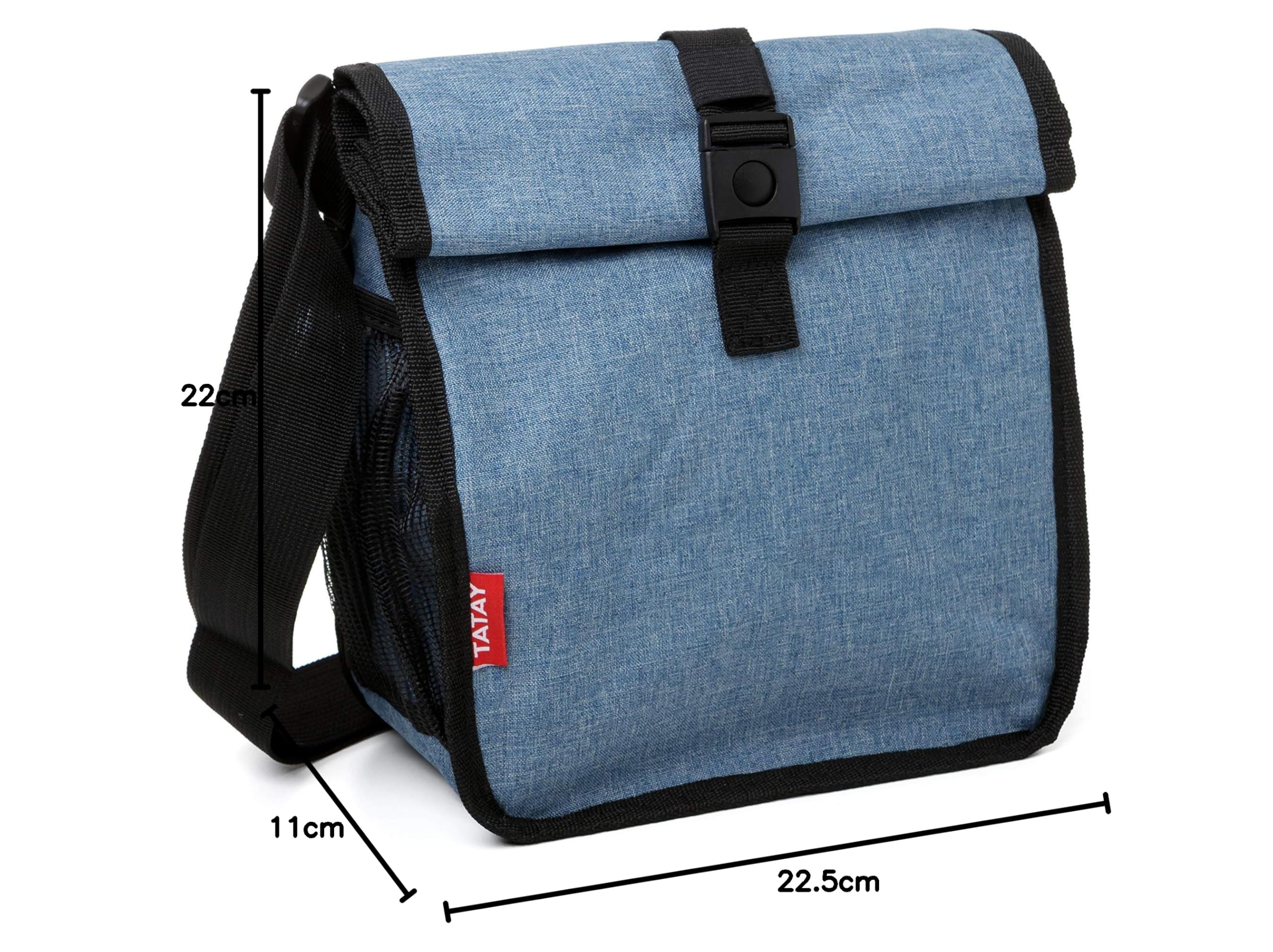 TATAY Torba Termiczna na Lunch, Urban Food Roll-up 4,2 L, 22x11x22,5 cm | Torba Urban Food Roll-up | Dwa Pojemniki 0,5 L | Wodoszczelny Design | Potrójna Izolacja | Kieszenie Boczne, Niebieski