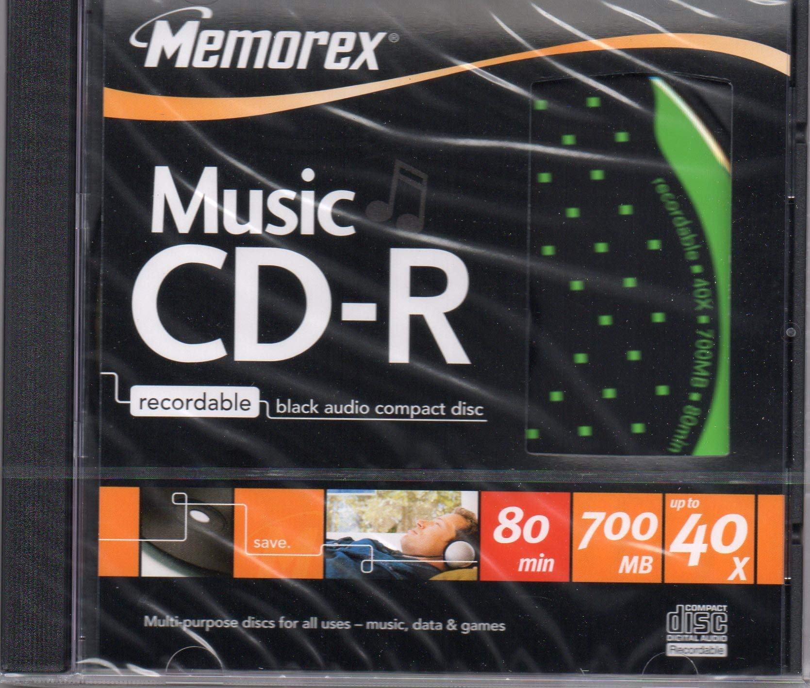 Memorex Music CD-R Recordable Black Audio Compact Disc