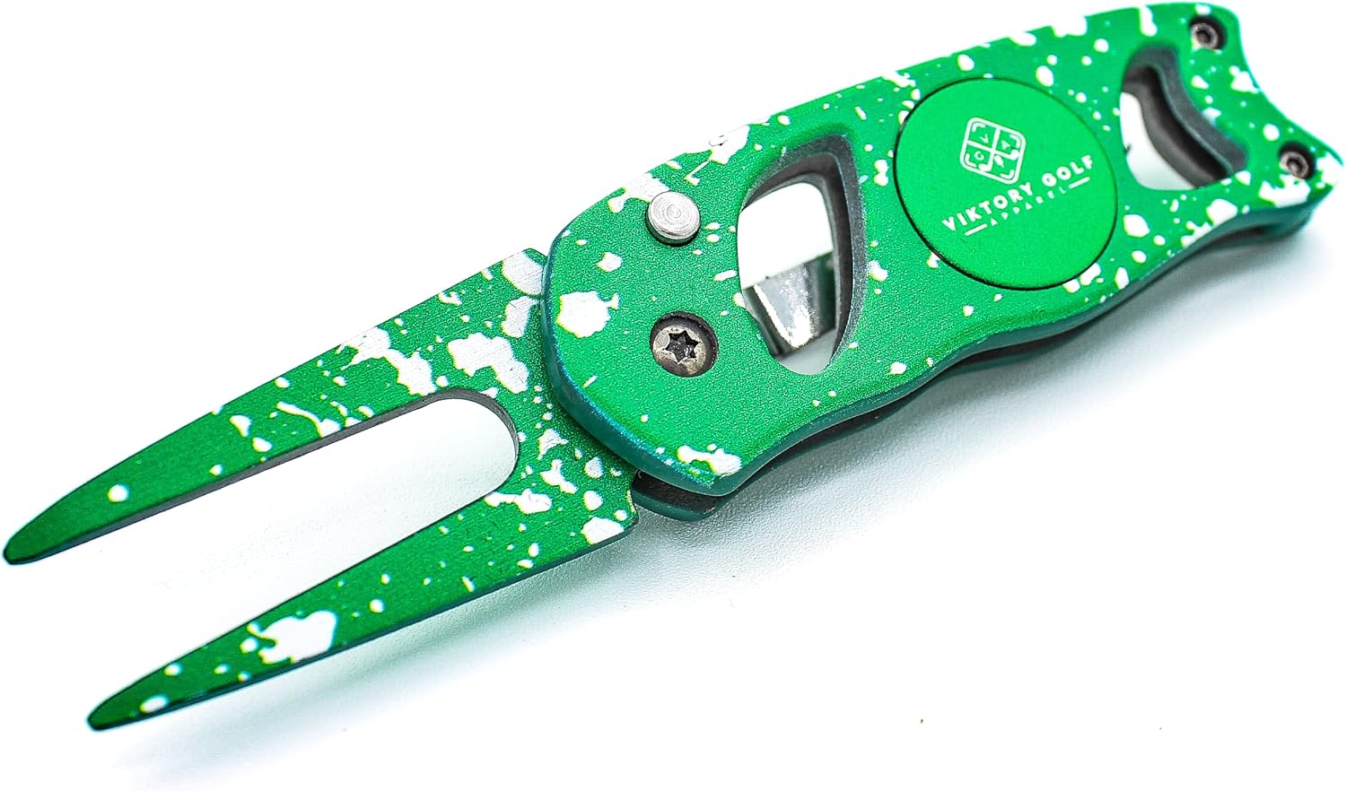 Switch Blade Style Precision Divot Tool – Chaos Edition - Compact & Lightweight - Foldable - Pop-Out Spring Action - Color Matched Magnetic Ball Marker