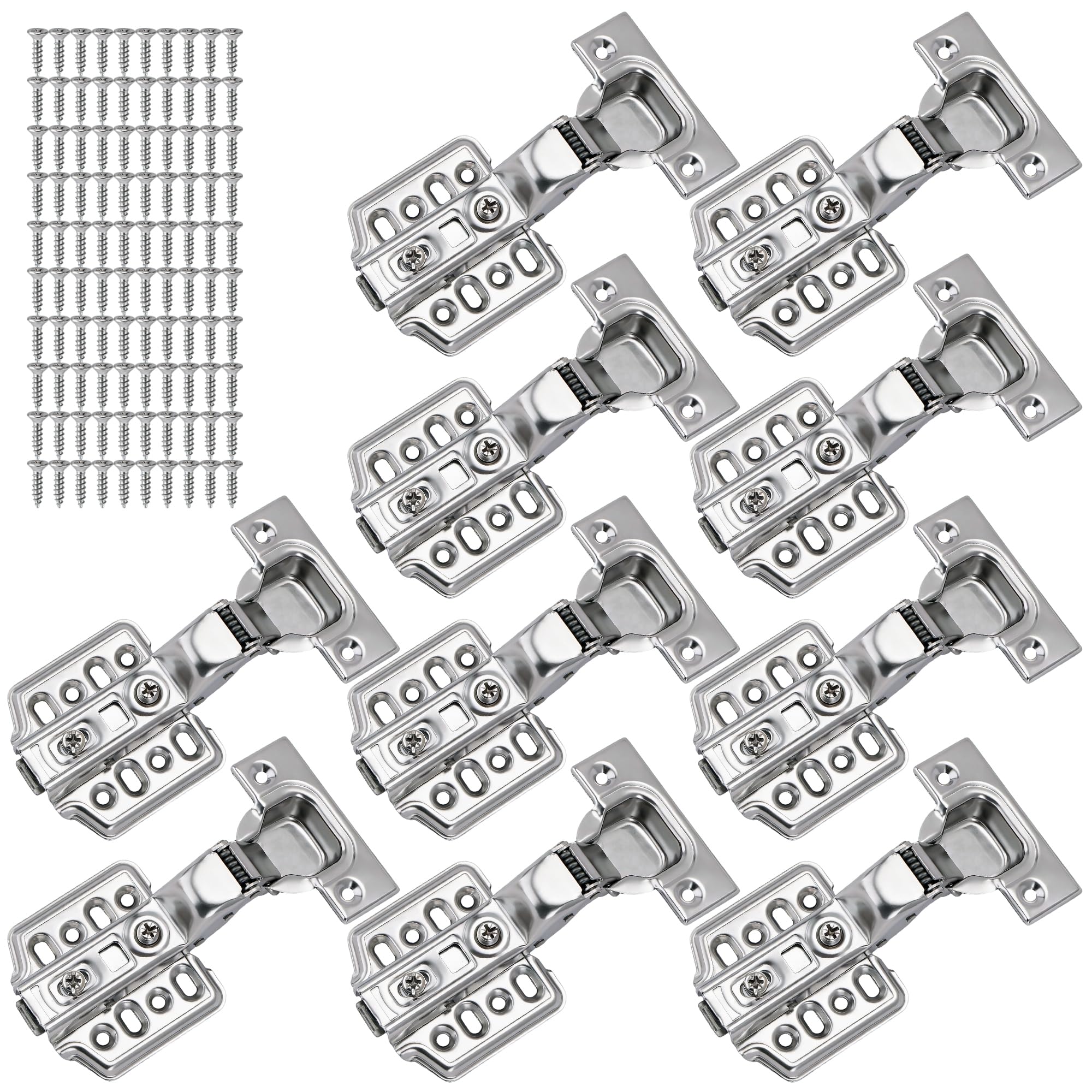 ERMWALR 10 Pcs Inset Soft Close Hinges for Cabinets,Kitchen Cupboard Hinges with Screws,3D Adjustable Detachable Concealed Hydraulic Thickened 3mm Stainless Steel for Wardrobe Bedroom Bathroom Vanity