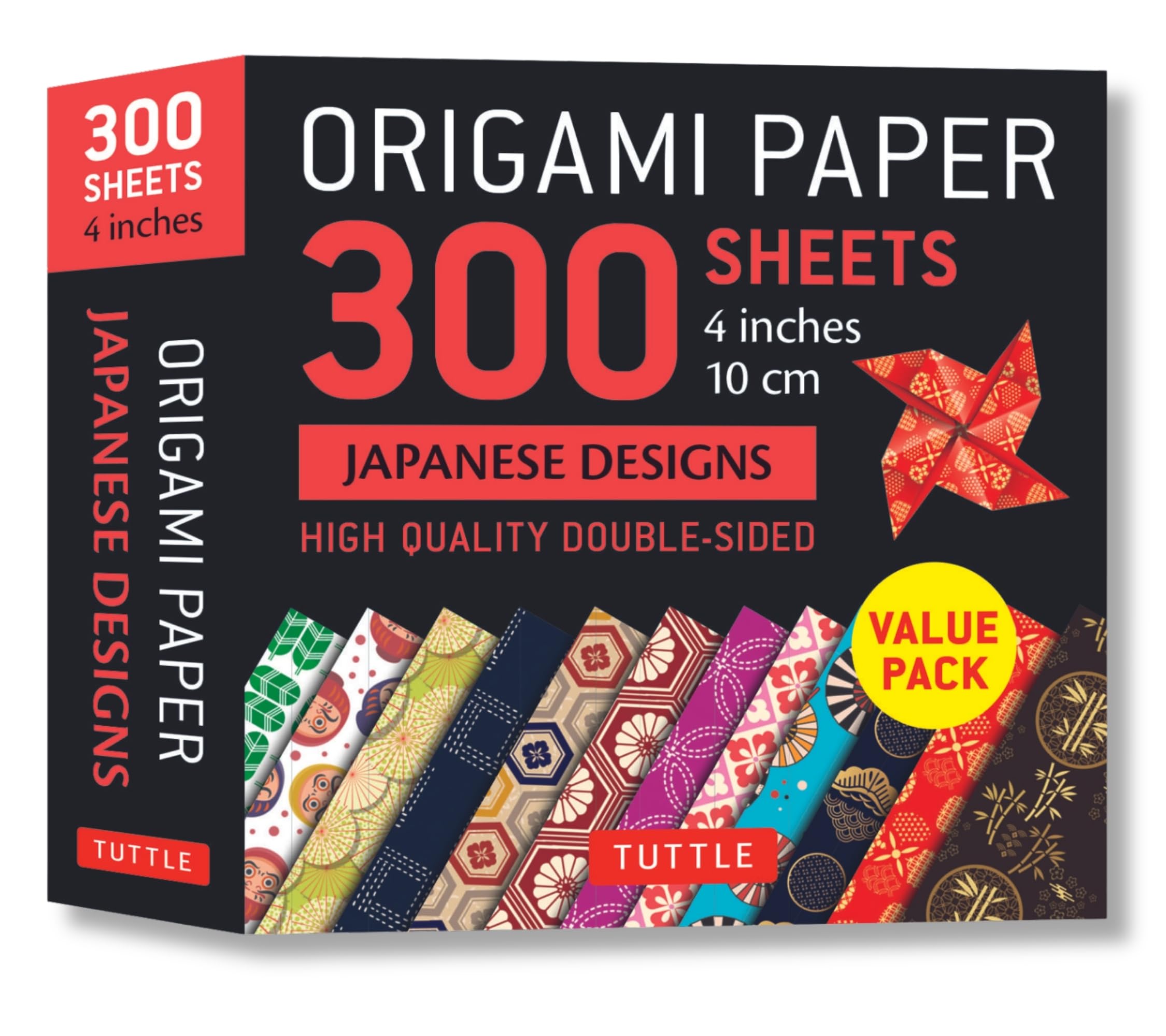 Origami Paper 300 Sheets Japanese Designs: High-​Quality Double-​Sided, 4 inches 10 cm