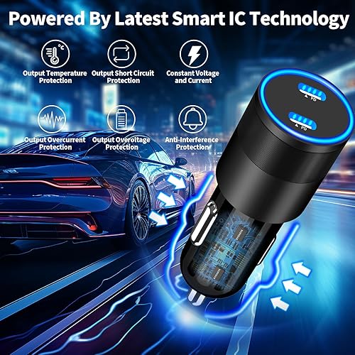 Miniatura 6 de Apple MFi Certified iPhone 15 Fast Car Charger, KYOHAYA 72W PD Type-C Power Car Charger Fast Charging Cigarette Lighter+2Pack USB-C to USB-C