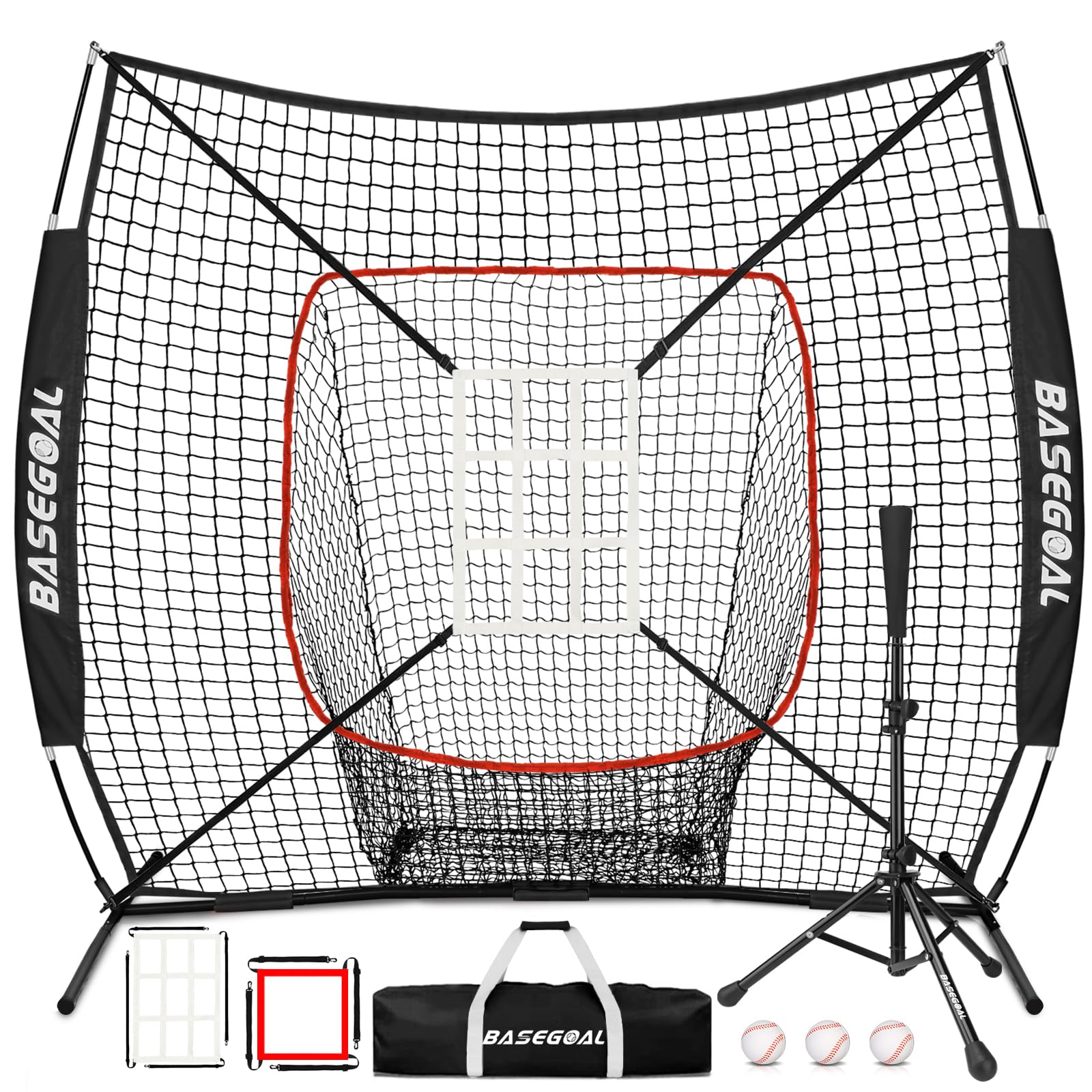 Photo 1 of 6x6ft Baseball Practice Net with Batting Tee and Strike Zone
