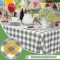 Vista 111 de Smiry Paquete de 10 Manteles Desechables de Cuadros Vichy Azules - 54" x 108" Mantel de Plástico de Servicio Pesado, Cubiertas de Mesa Impermeables