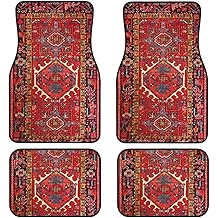 Car Floor Mats Set of 4,Antique Oriental Turkish Persian Carpet Front Rear Carpets Mat Decorative Car Floor Carpets Rugs Non-Slip Auto Car Accessories Universal Fit for Car SUV Truck Van
