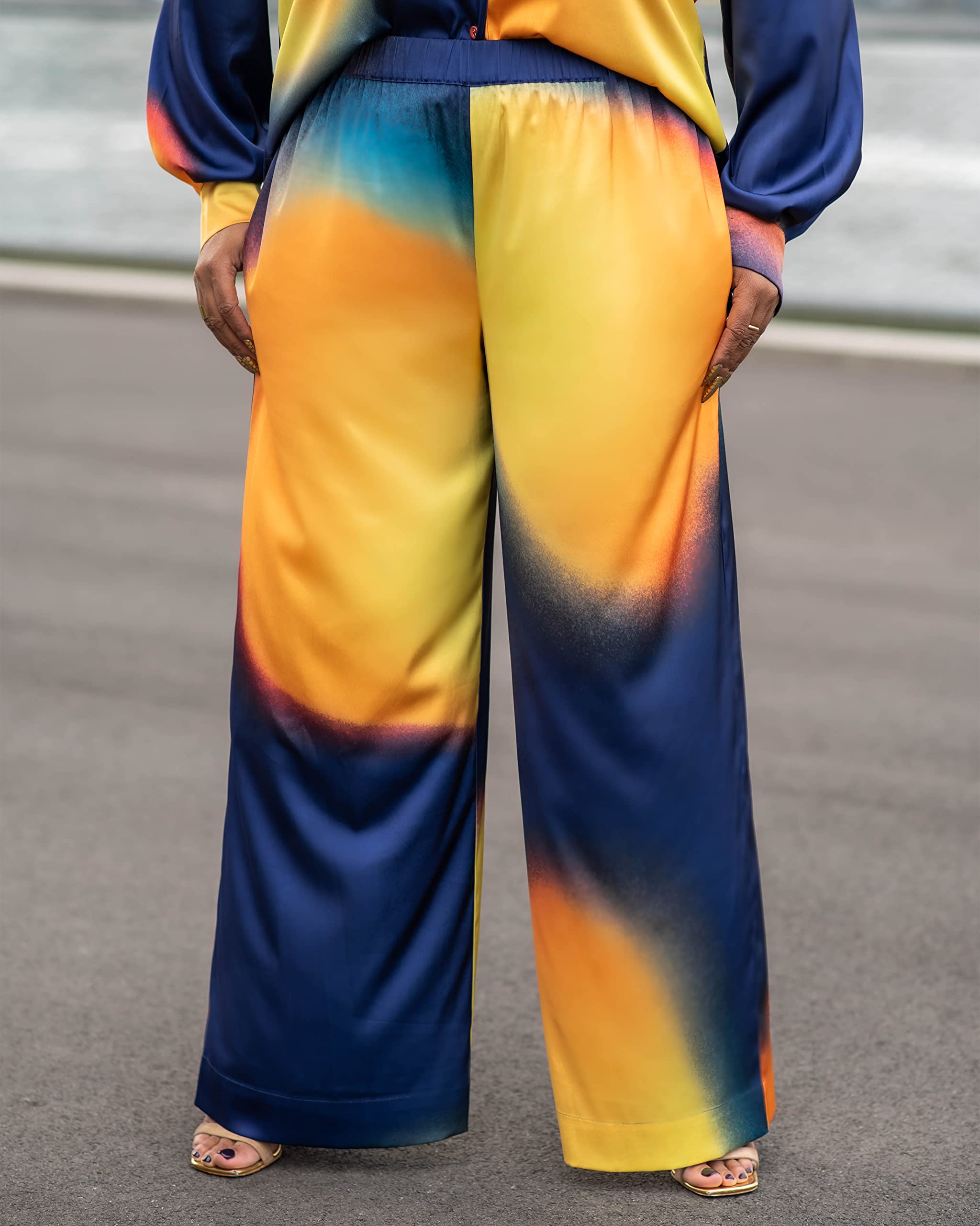 The Drop Womens Multi Ombre Print Wide Leg Pants by k lawalker