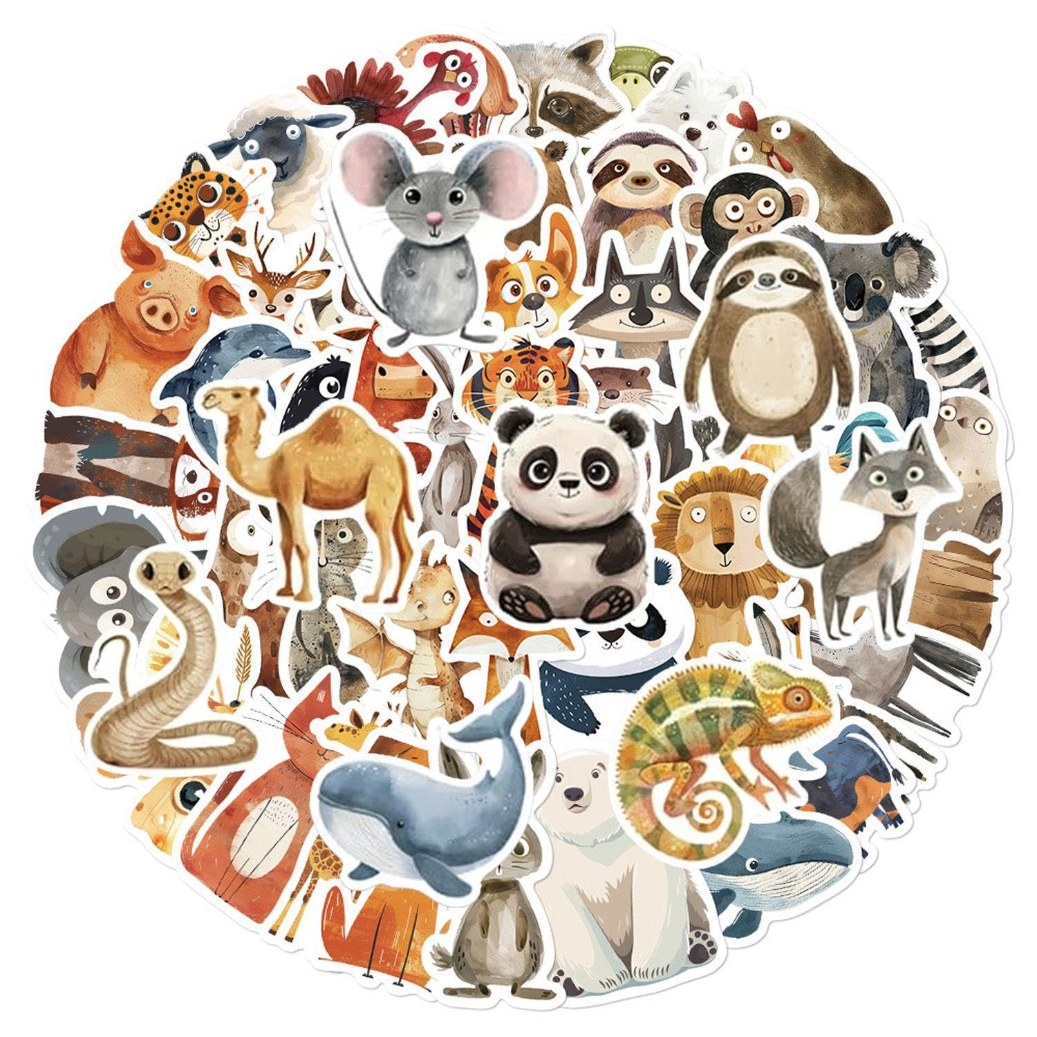EOWVISN 100 Animal Stickers, Diy Creative Stickers, Waterproof Graffiti Stickers, Cartoon Decorative Stickers
