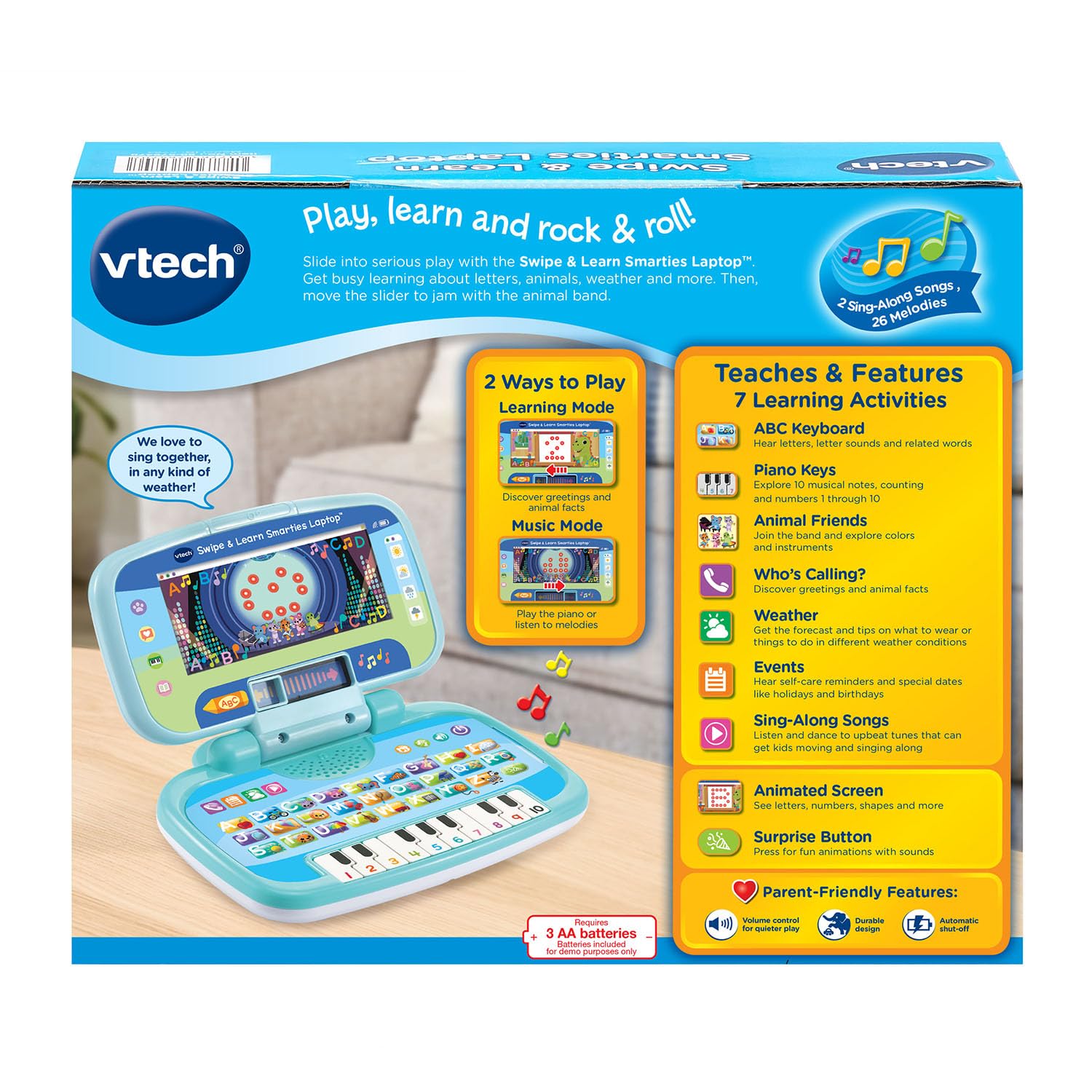 VTech Swipe and Learn Smarties Laptop, Blau