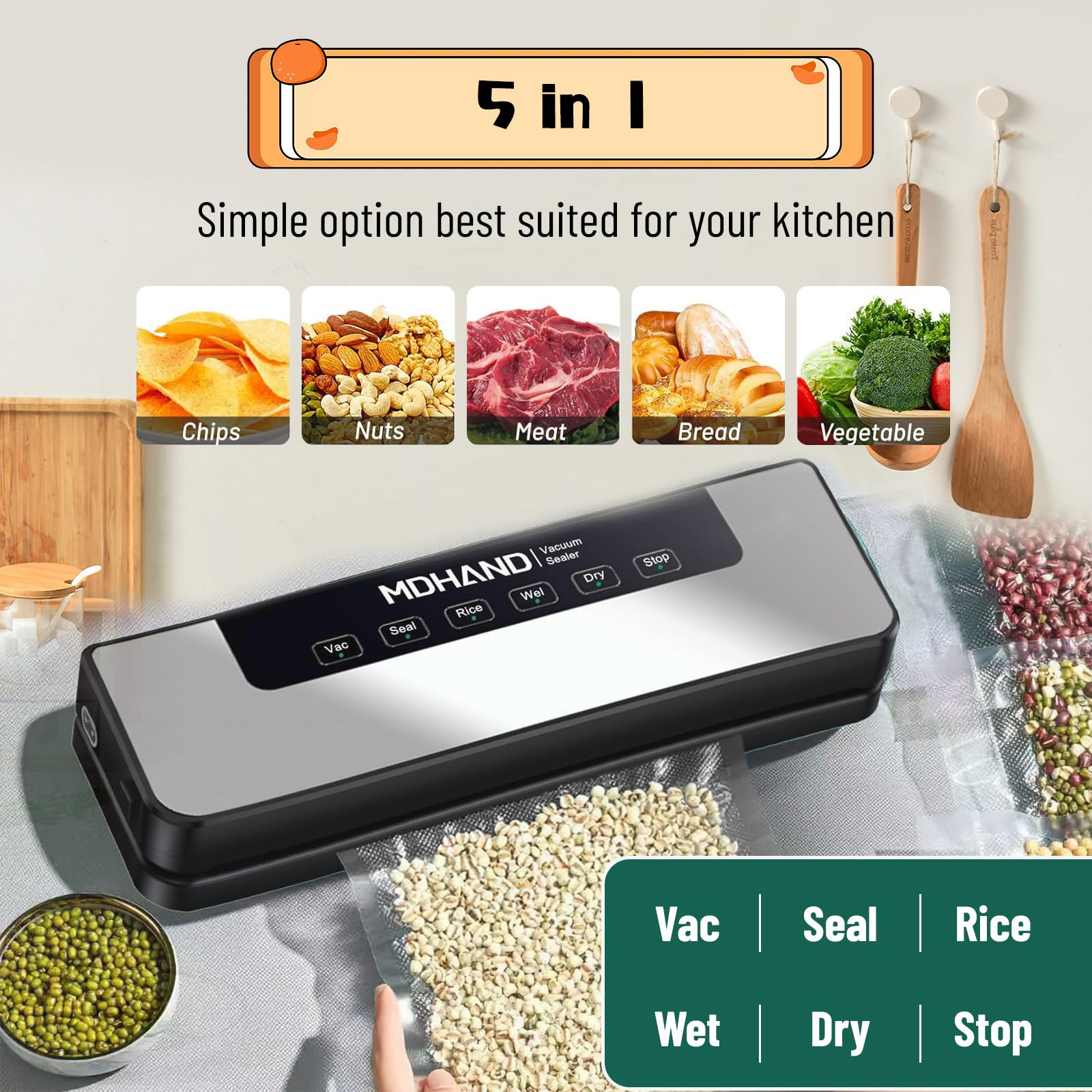 Machine de Mise sous Vide Professionnelle 85kPa, Scelleuse Automatique pour Aliments Secs et Humides, 4 Modes, 700g Compacte, Conservation Longue Durée, 50 Sacs Inclus