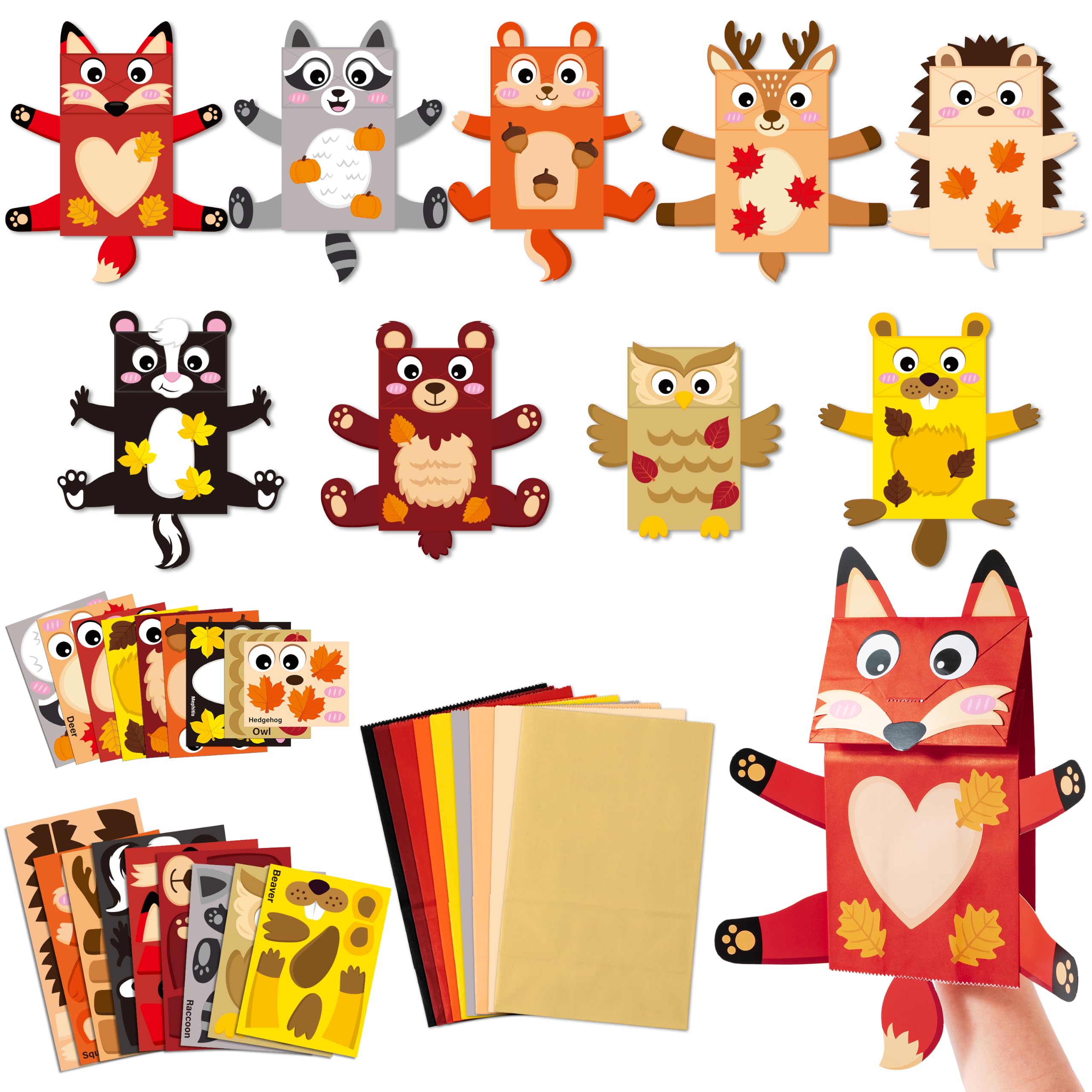WATINC 9Pack Hand Puppet Art Craft Making Your Own Paper Sock Puppets Kits