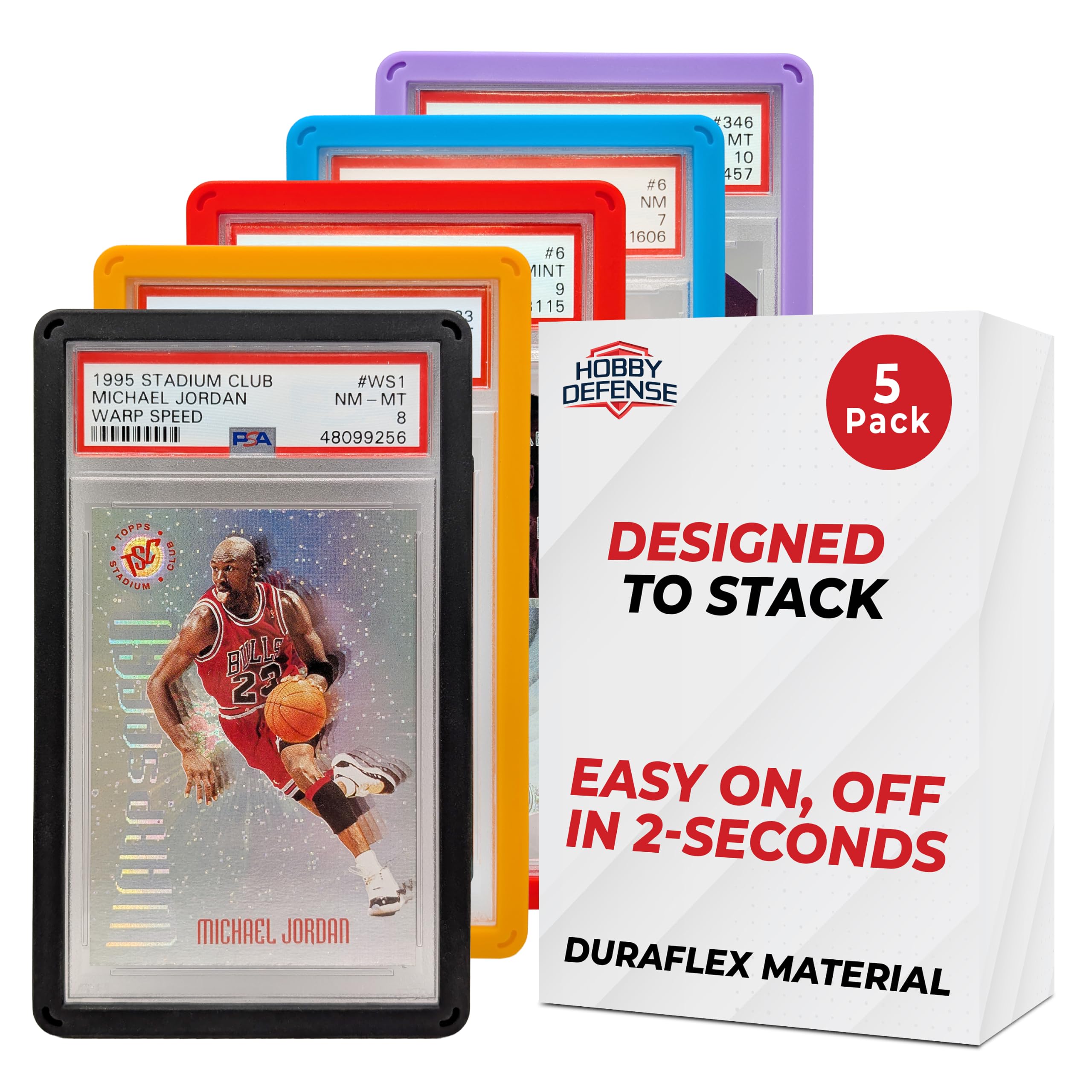 PSA Slab Guard 5 Pack - Protector for Graded Cards, Slab Protector, Card Guard Bumper for PSA Graded Card Slab, Slab Armor Case for Graded Card Guards - Multicolor
