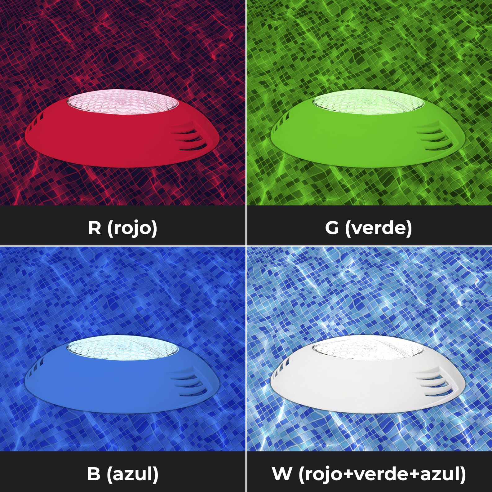 LED ATOMANT Foco de piscina LED 45W RGB, Luz para Piscina Impermeable IP68 Sumergible, Cable 1,5m, Con Transformador AC 220V/12V AC y Mando a distancia por control remoto