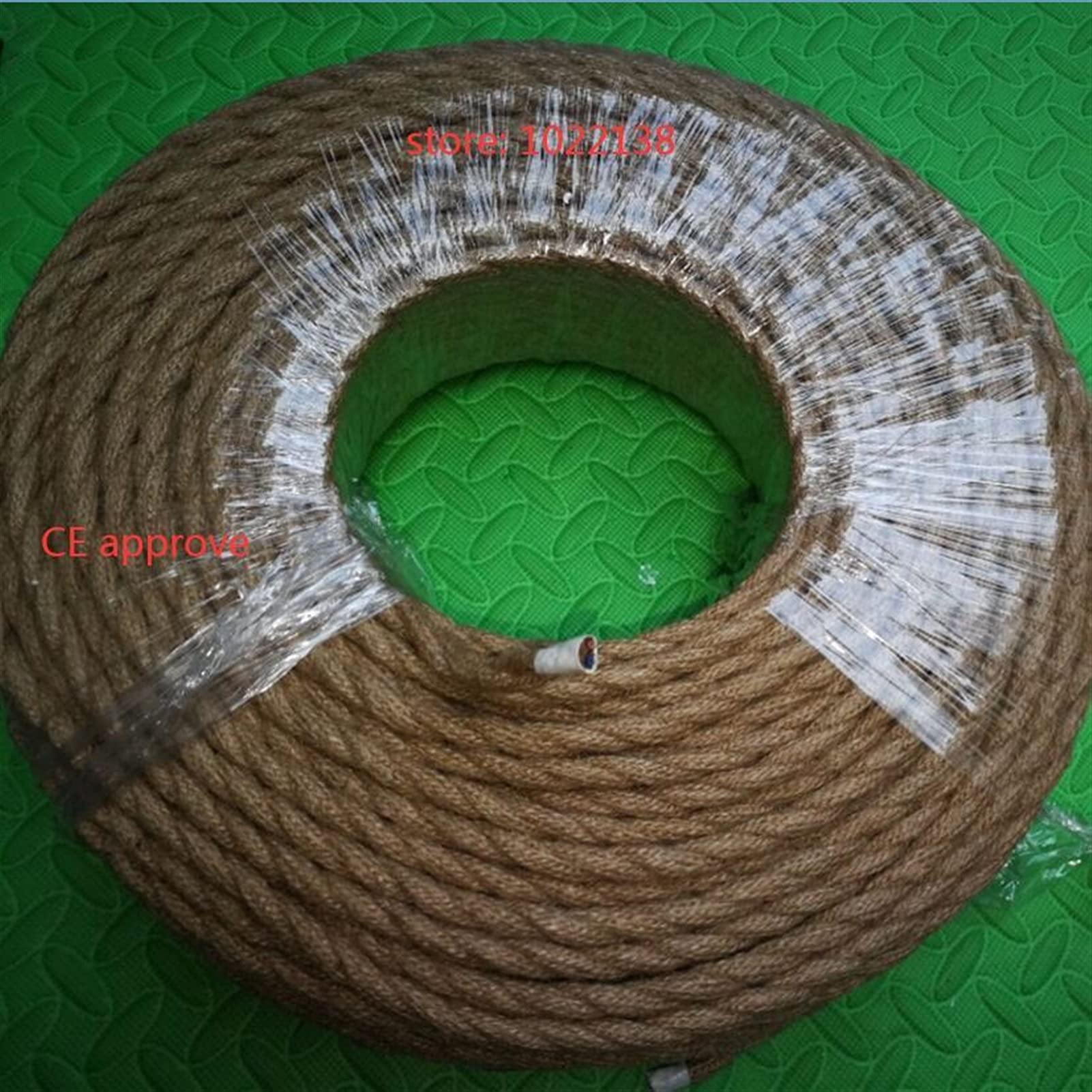 Silikonkabel, Elektrokabel Vintage Seil Twisted Elektrische Draht Hanf Seil gewebt Textildraht Twisted Kabel geflochtene Retro Pendelleuchte Schnur 2 * 0,75 mm(50m)