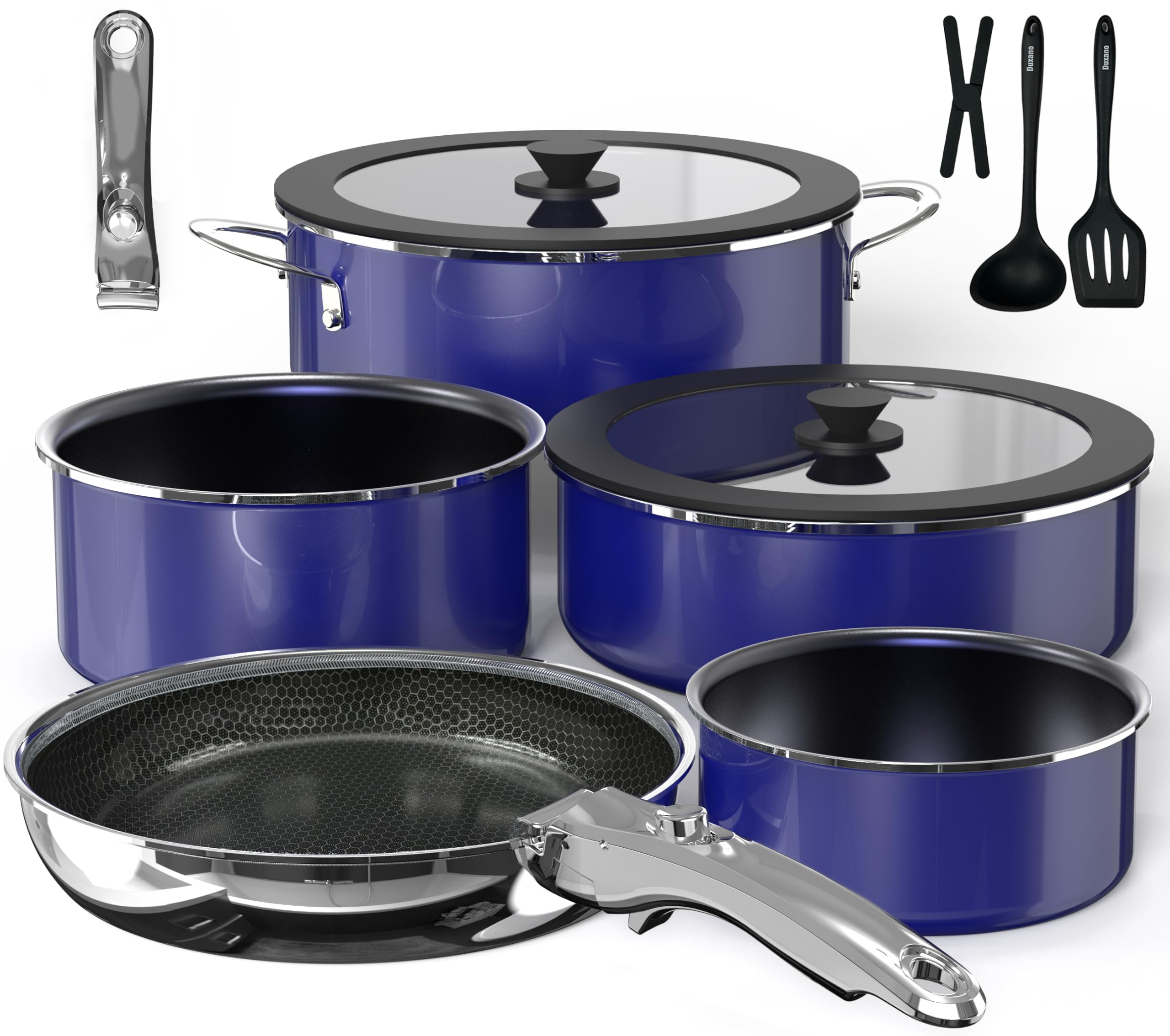 Pro DUXANO 12PC Pots and Pans Set&Hybrid 3-Ply Stainless Ste