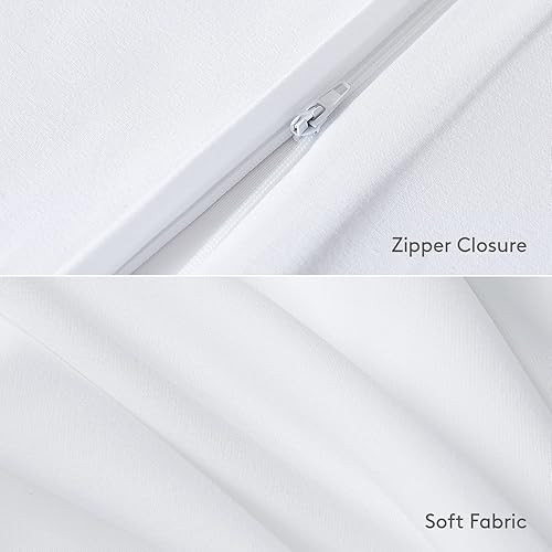 Miniatura 4 de Lifewit Juego de funda de edredón tamaño Queen, color blanco, ultra suave, transpirable, juego de ropa de cama de 3 piezas con cierre de cremallera