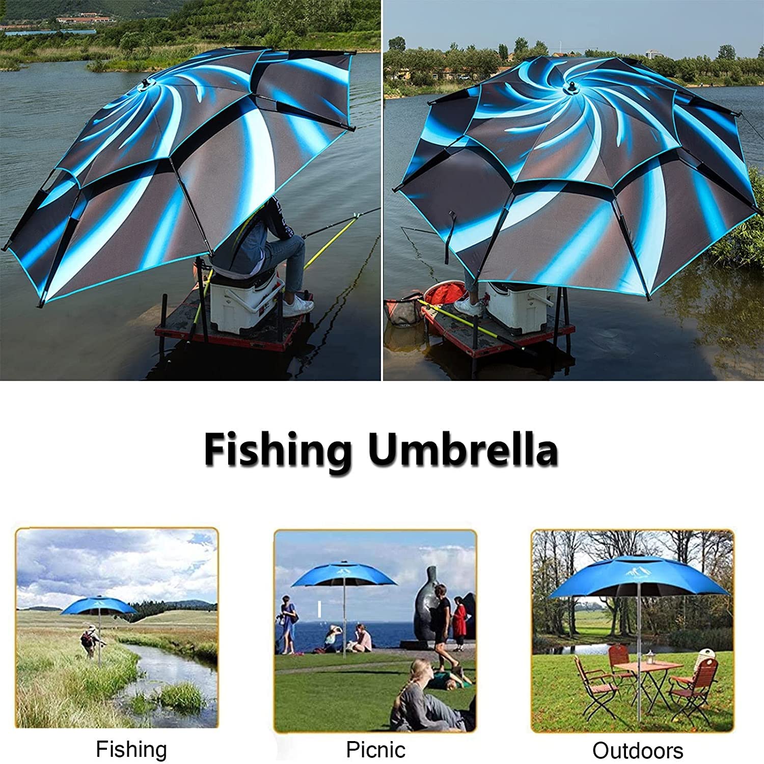 HXR parasol wędkarski Parasol parasolowy dla rybołówstwa na świeżym powietrzu parasole golfowe kempingowe kemping parasol wędkarski (Color : Blue, Size : 200cm/6.6ft)