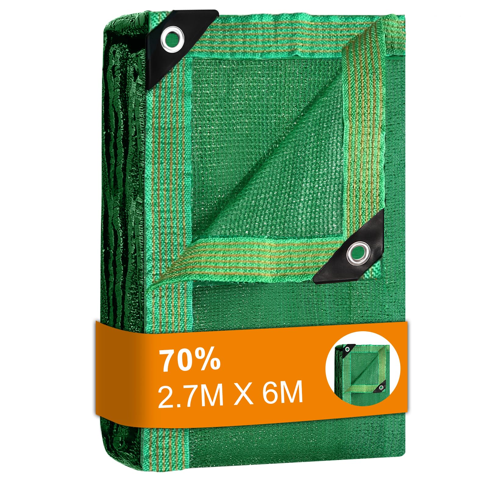 BeGrit Greenhouse Shading Net with Grommets Pergola Shading Netting 70% Shading Rate UV Resistant Sunblock Shade Cloth Greenhouse Shading Blinds for Garden Flower Plant Green (2.7m X 6m) โ image 1