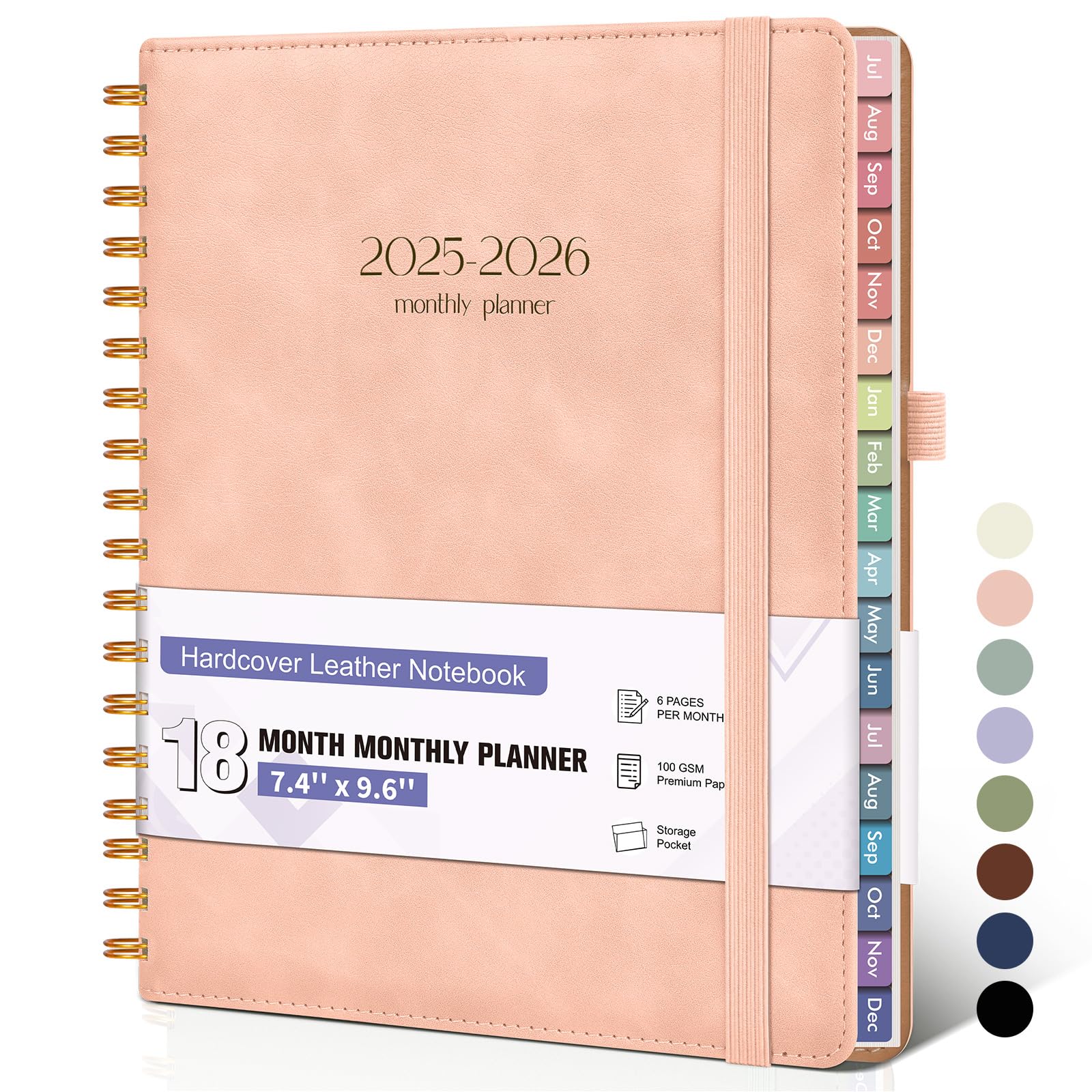 Monthly Planner 2025-2026, 13 Months Hardcover Calendar Planner from December 2025 - December 2026, 7.4'' x 9.6'' Monthly Planner with Tabs, Spiral Daily Planner Perfect for Office School Teacher