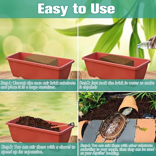 Miniatura 5 de Halatool Paquete de 4 sustratos de fibra de coco natural de primera calidad, terrario de fibra de coco para acuario para tanque de reptiles,