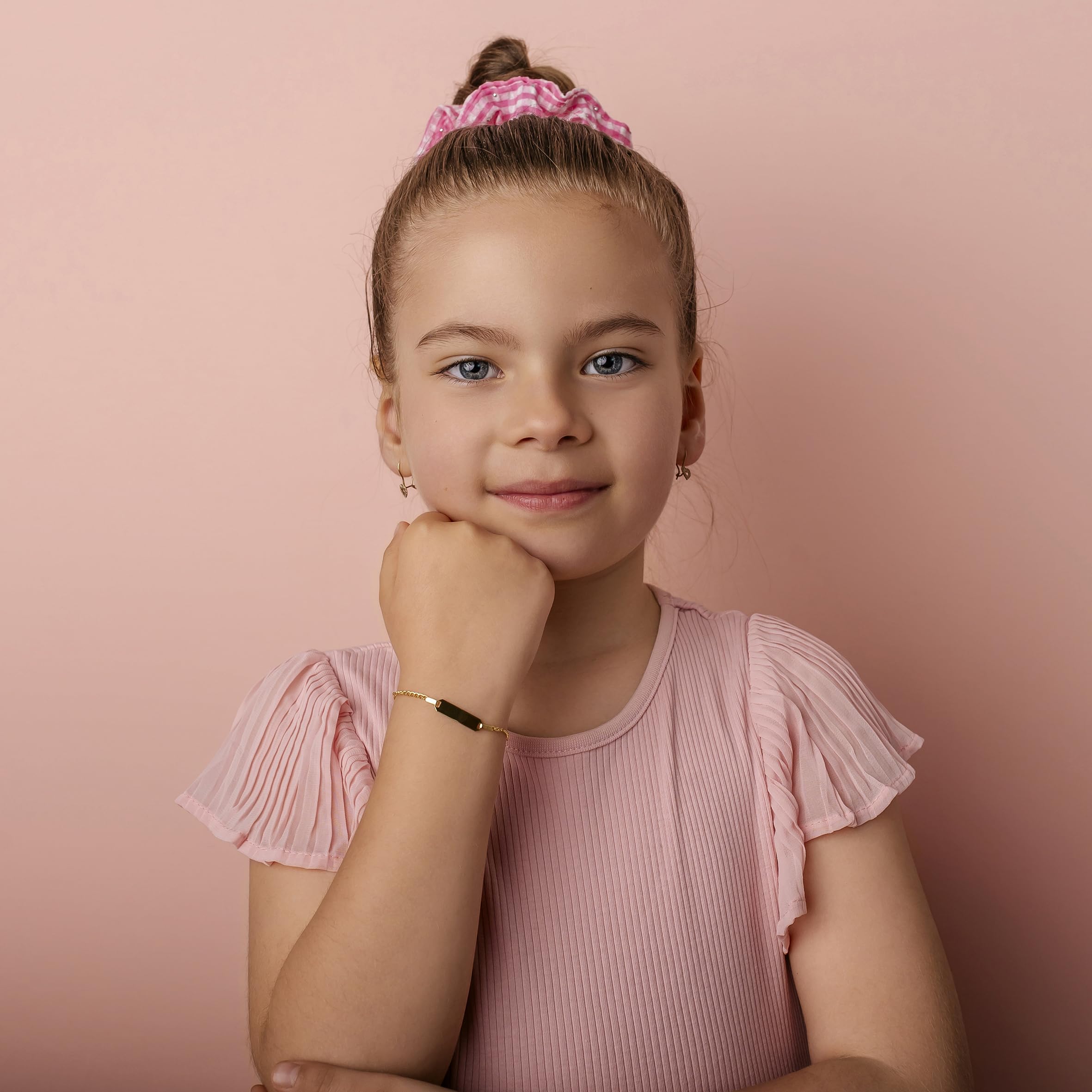 Bracciale Holly in Oro 9 kt per bambini con piastrina + Gioiello con scatola Personalizzata + Idea Regalo per Nascita, Battesimo e Comunione Occasioni Speciali + Confezione regalo Personalizzata
