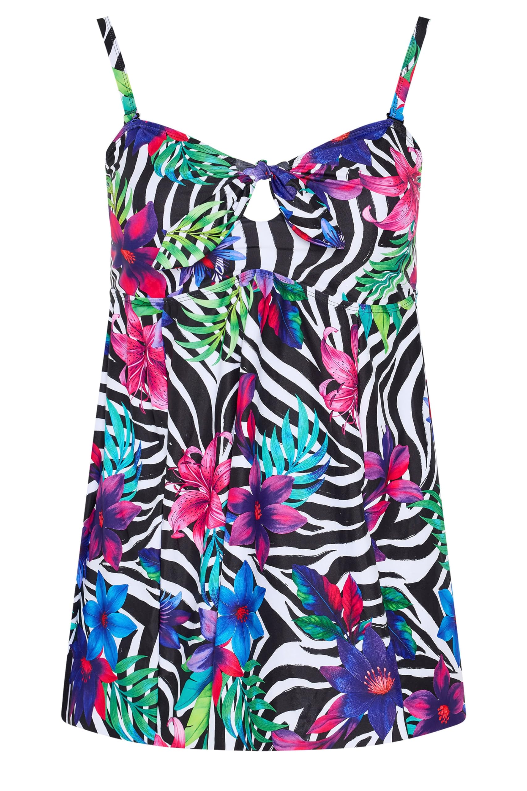 Yours Women's Multicolor Zebra Print Tankini Top | Size: 22
