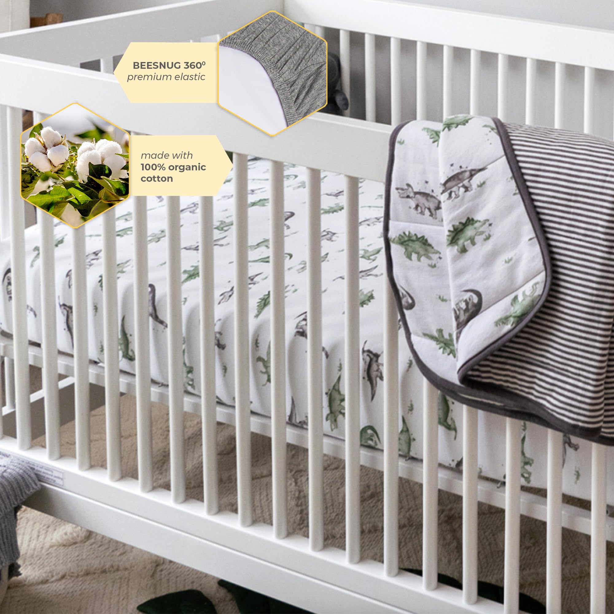 Crib Sheet Burt's Bees Baby Fitted Girls Unisex 100% Organic