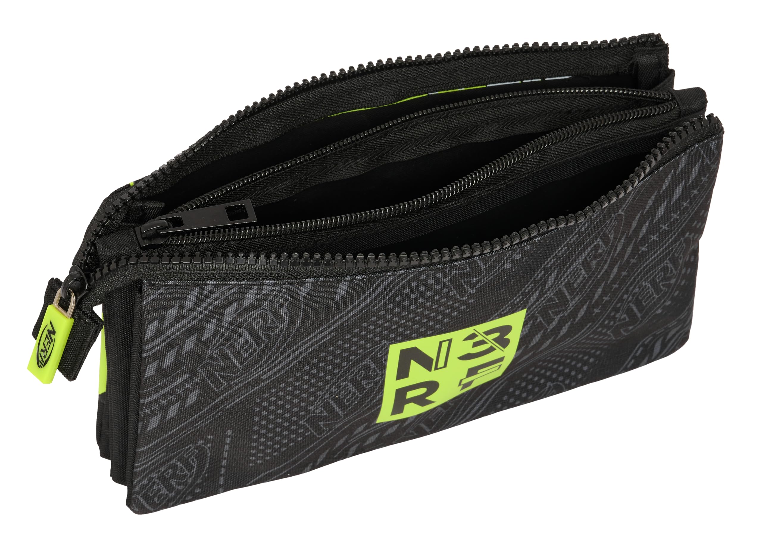 Safta NERF Get Ready, Triple Pencil Case, Children's Pencil Case, Ideal for School Age Children Comfortable and Versatile - Image 3