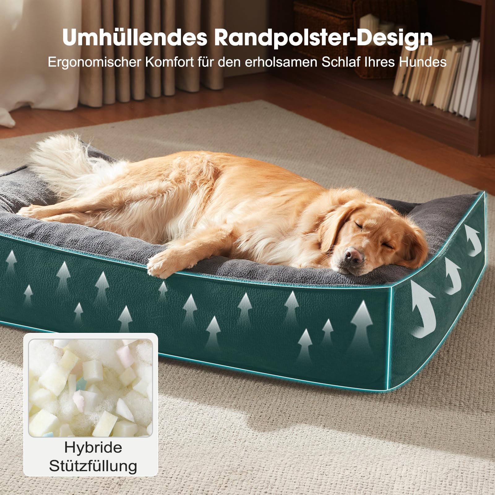Cama Perro Mediano,Cama para Perros Ergonómica Gruesa,97x71x22cm
