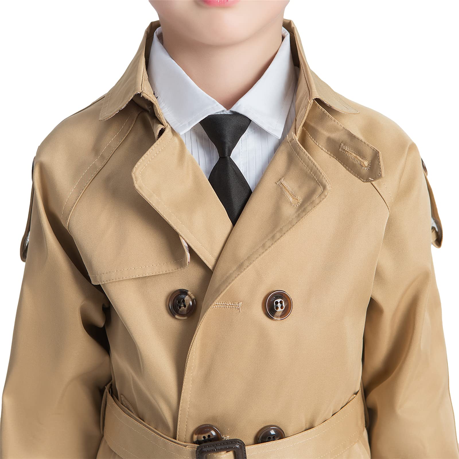amropi Jungen Trenchcoat Zweireiher Mantel mit Gürtel Windjacke Frühling Herbst Jacke für 2-10 Jahre
