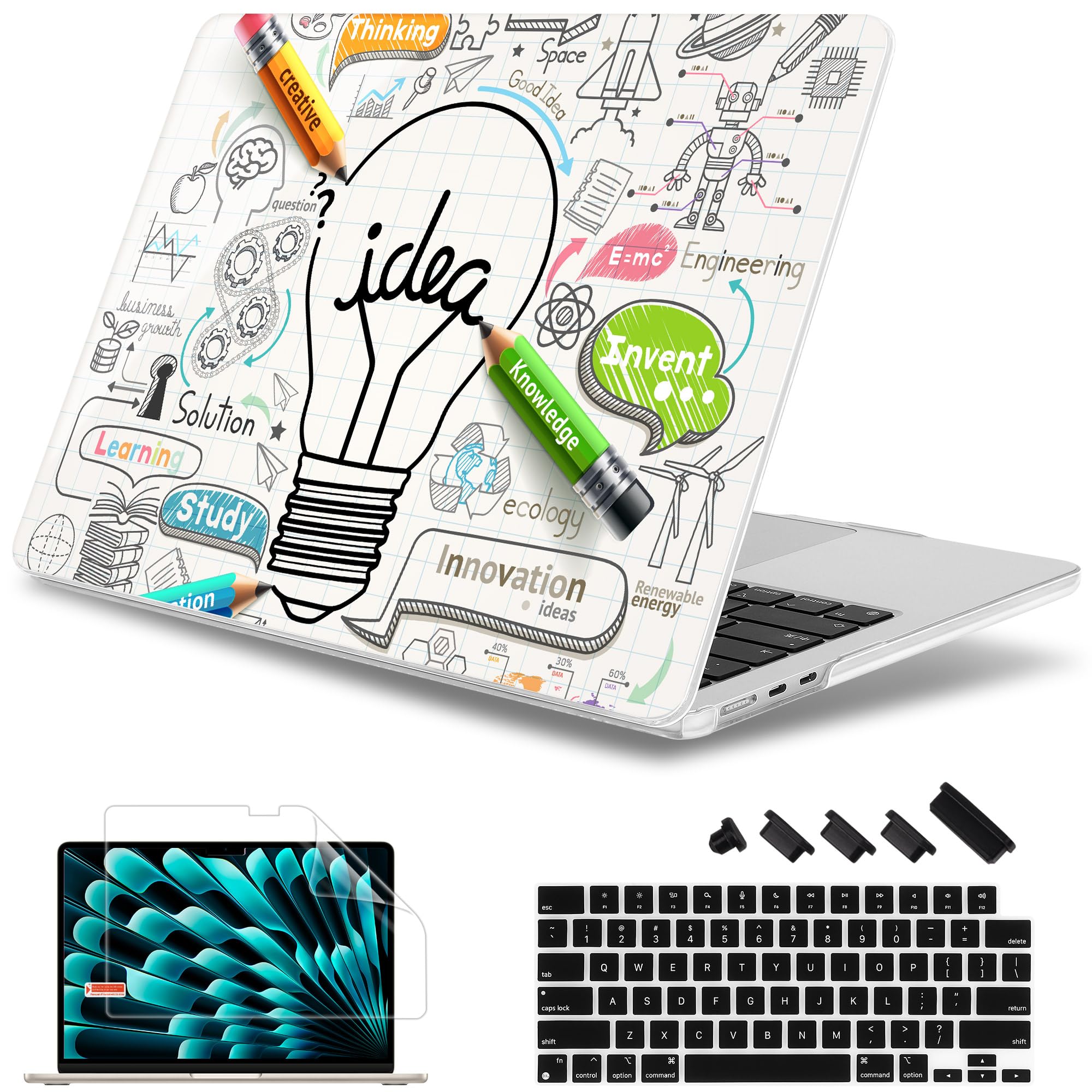May Chen for M4 MacBook Air 13.6 Inch Case 2025 2024 2023 2022 Release Models: A3240 A3113 M3 A2681 M2, Plastic Hard Shell Case for MacBook Air 13.6" with Retina Display Fits Touch ID, Creative lamp