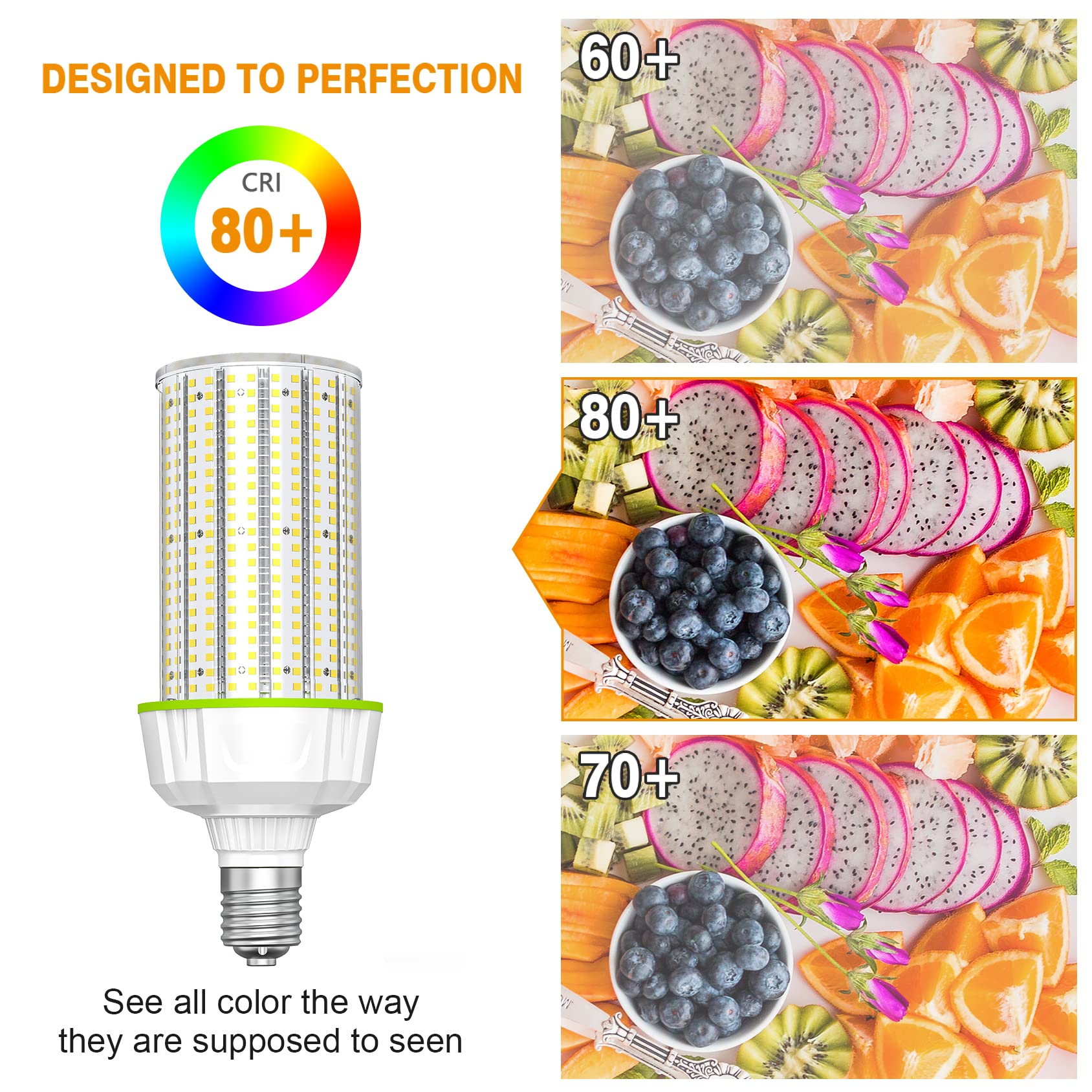 6 PCS 480V LED Corn Light Bulbs 100W E39 Base 15 500LM 5000K ETL Listed 400W HID Replacement — view 5