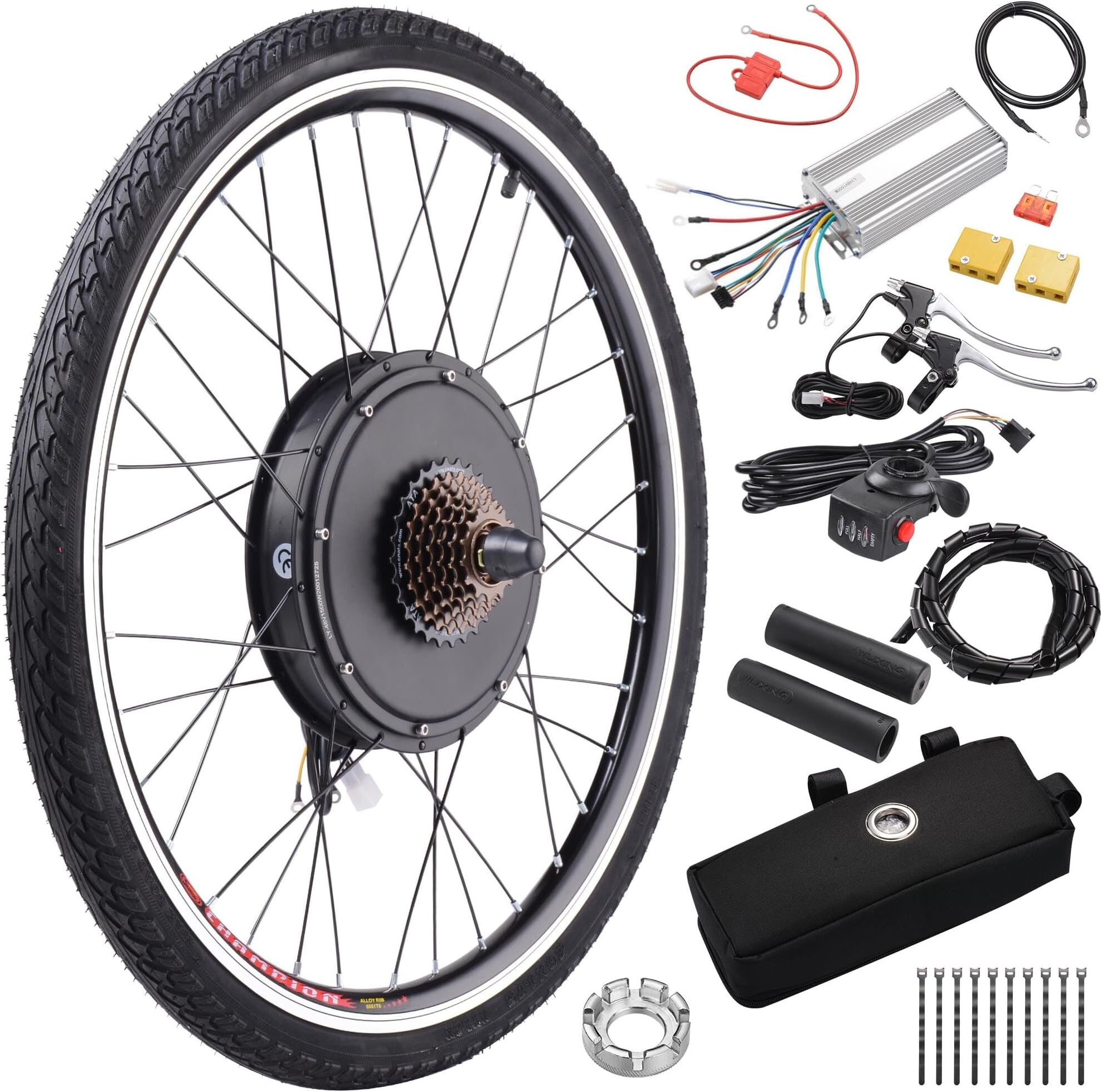 AW Electric Bike Conversion Kit 48V 1000W 26" Front/Rear Wheel Powerful Motor E-Bike Conversion Kit Dual Mode Controller Twist Throttle/Thumb Throttle Ebike Wheel Kit
